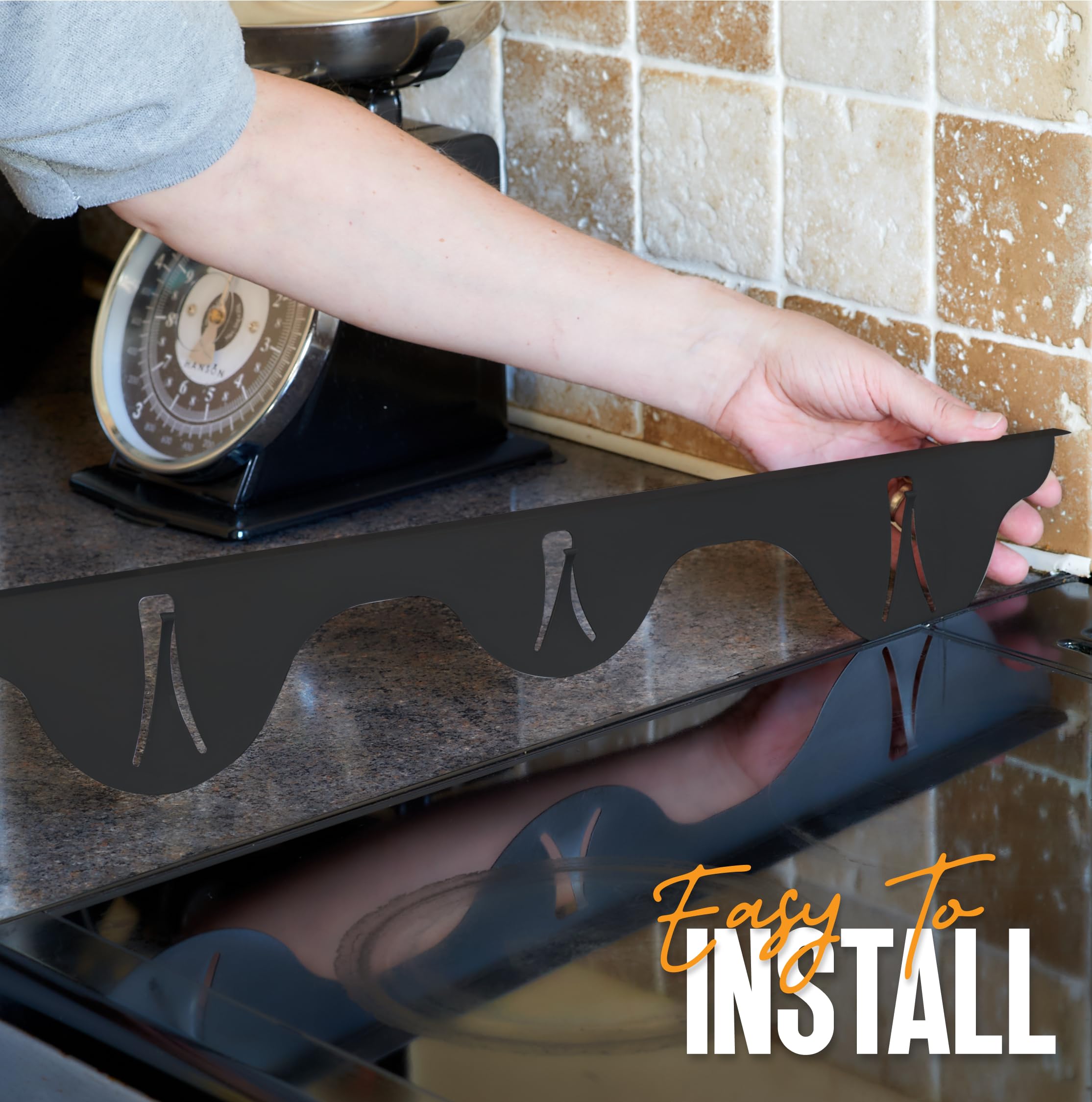 Premium 316 Stainless Steel Stove Gap Covers (2 Pack) - Heat Resistant Oven Gap Filler for Stovetop & Counter Protection - 25.4 Inch Black Steel - Ideal for Kitchen Safety & Cleaning Convenience