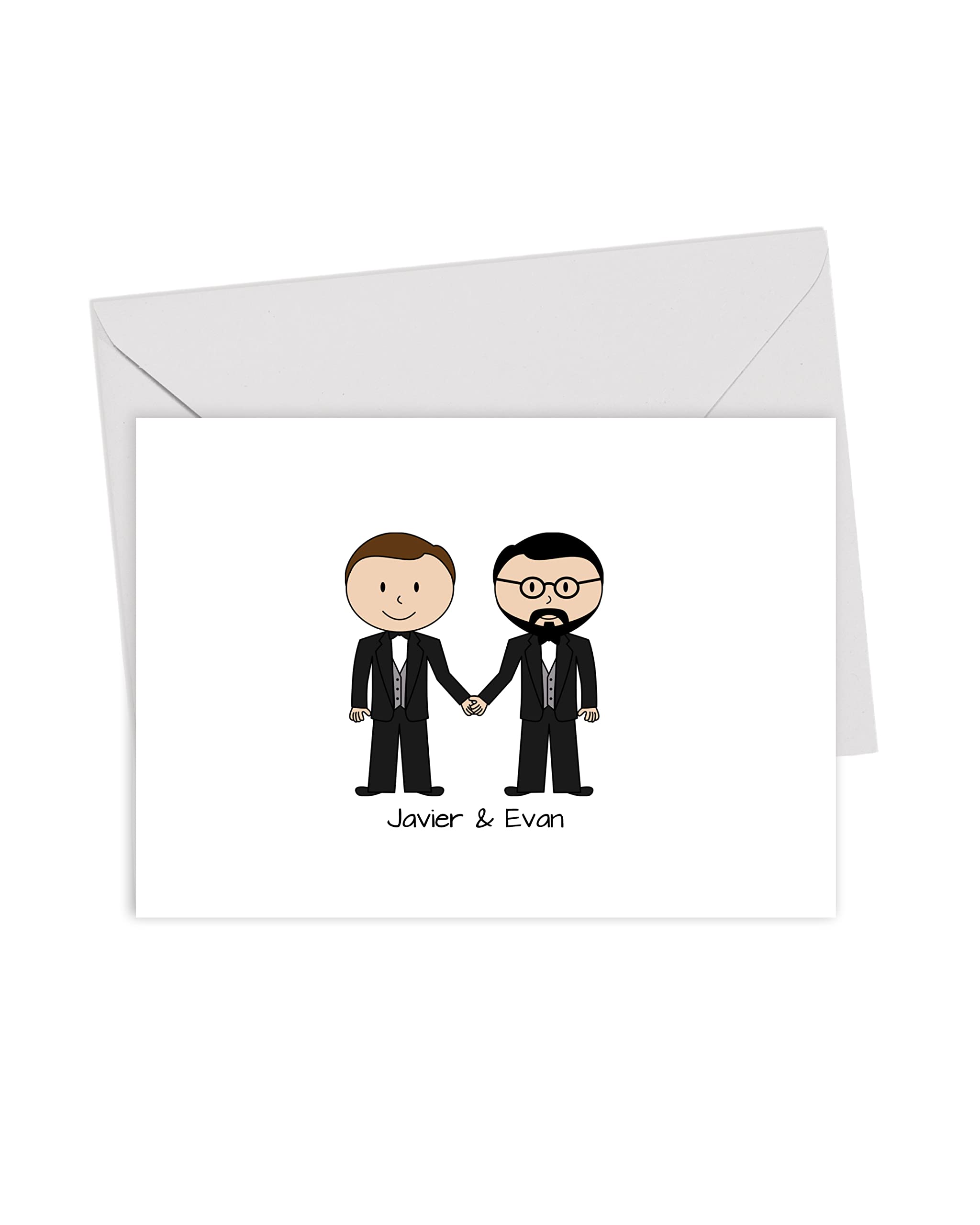 Same Sex Wedding Thank You Cards - Elegant Tuxedo Design Stationery Set for Gay Couples | LGBTQ+ Engagement & Marriage Thank You Notes | Perfect for Wedding Favors, Bridal Showers & Anniversary Gifts