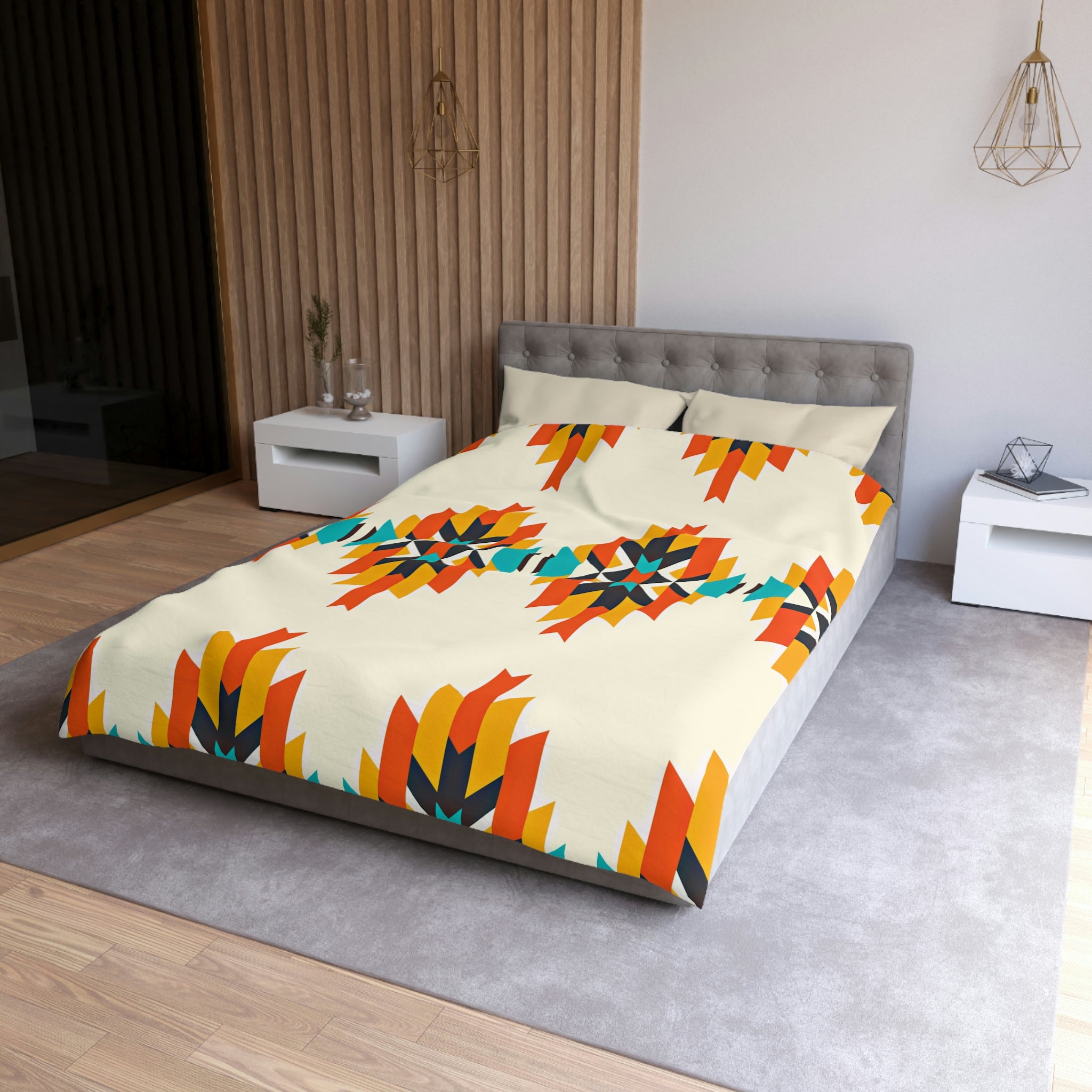 Southwestern Arrow Print Microfiber Duvet Cover Set - Soft Bedding for Queen King Bed - Boho Chic Bedroom Decor for Cozy Home & Guest Room