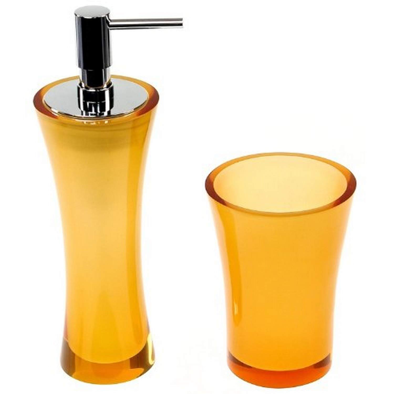 Gedy AU500-67 Aucuba Automatic Toothbrush & Soap Dispenser - Orange | Hands-Free Bathroom Organizer for Sink Countertop | Perfect for Home, Hotel, and Office Use
