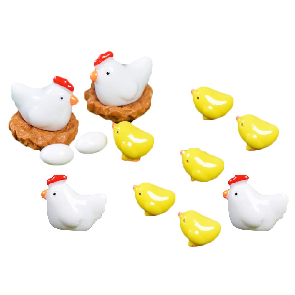 20PCS DIY Resin Hen Nest Egg Chicken Decor - Miniature Farmhouse Landscape Craft Set (6 White Eggs, 6 Chickens, 4 Nests, 4 Hens) for Home Decor, Garden Display & Fairy Garden Accessories