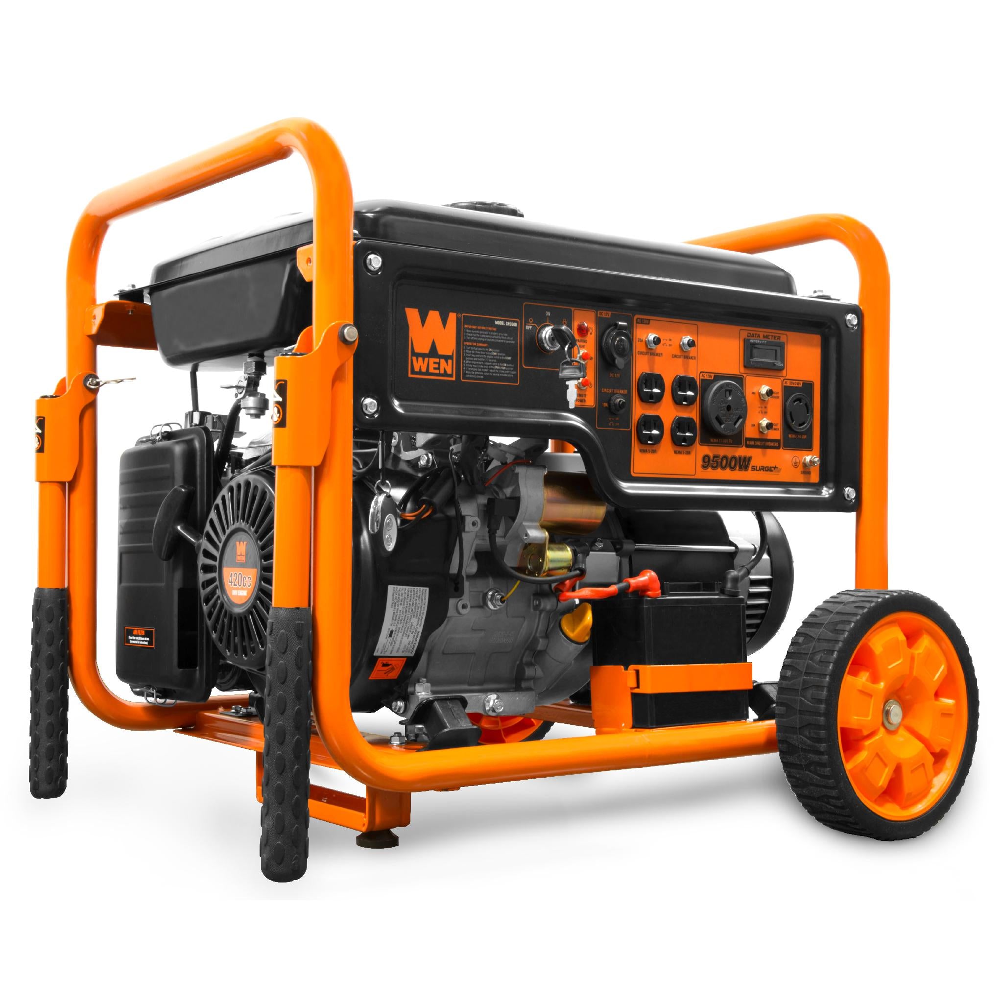 WEN GN9500 9500W 420cc Portable Generator with Transfer Switch & RV Ready - 120V/240V Dual Voltage, Remote Electric Start, CARB Compliant - Ideal for Home Backup Power, Camping & Emergency Use