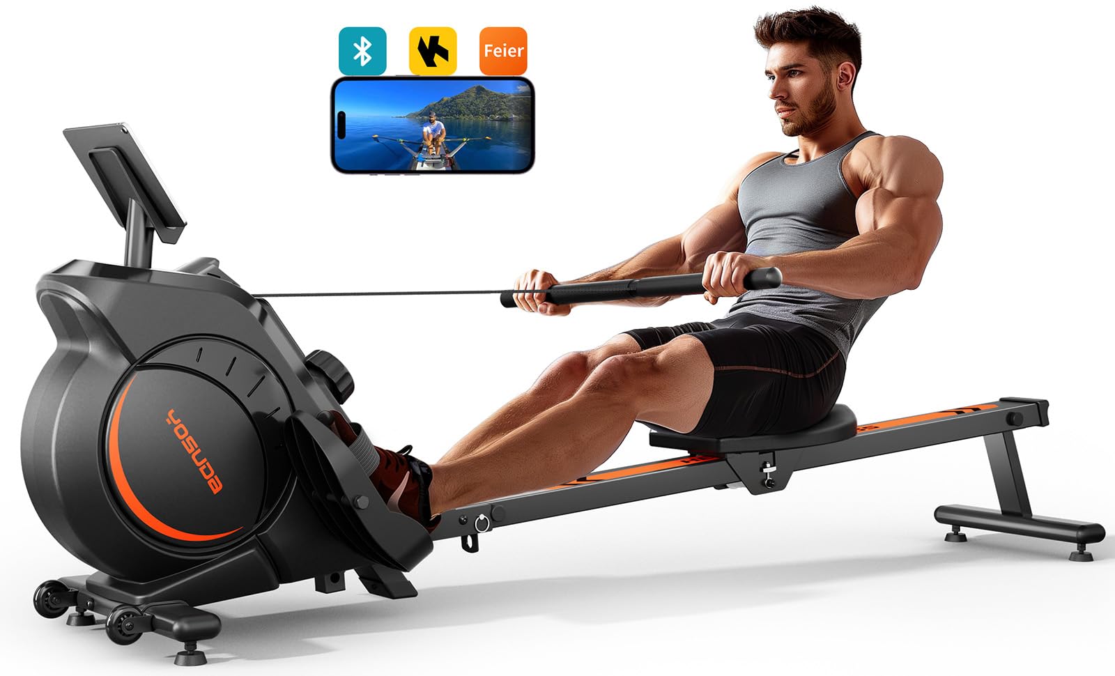 YOSUDA Magnetic/Water Rowing Machine for Home Gym - 350 LB Weight Capacity Foldable Rower with Bluetooth Connectivity, Fitness App Support, Tablet Holder & Comfortable Seat Cushion | Perfect for Small Spaces, Full-Body Workouts & Cardio Training