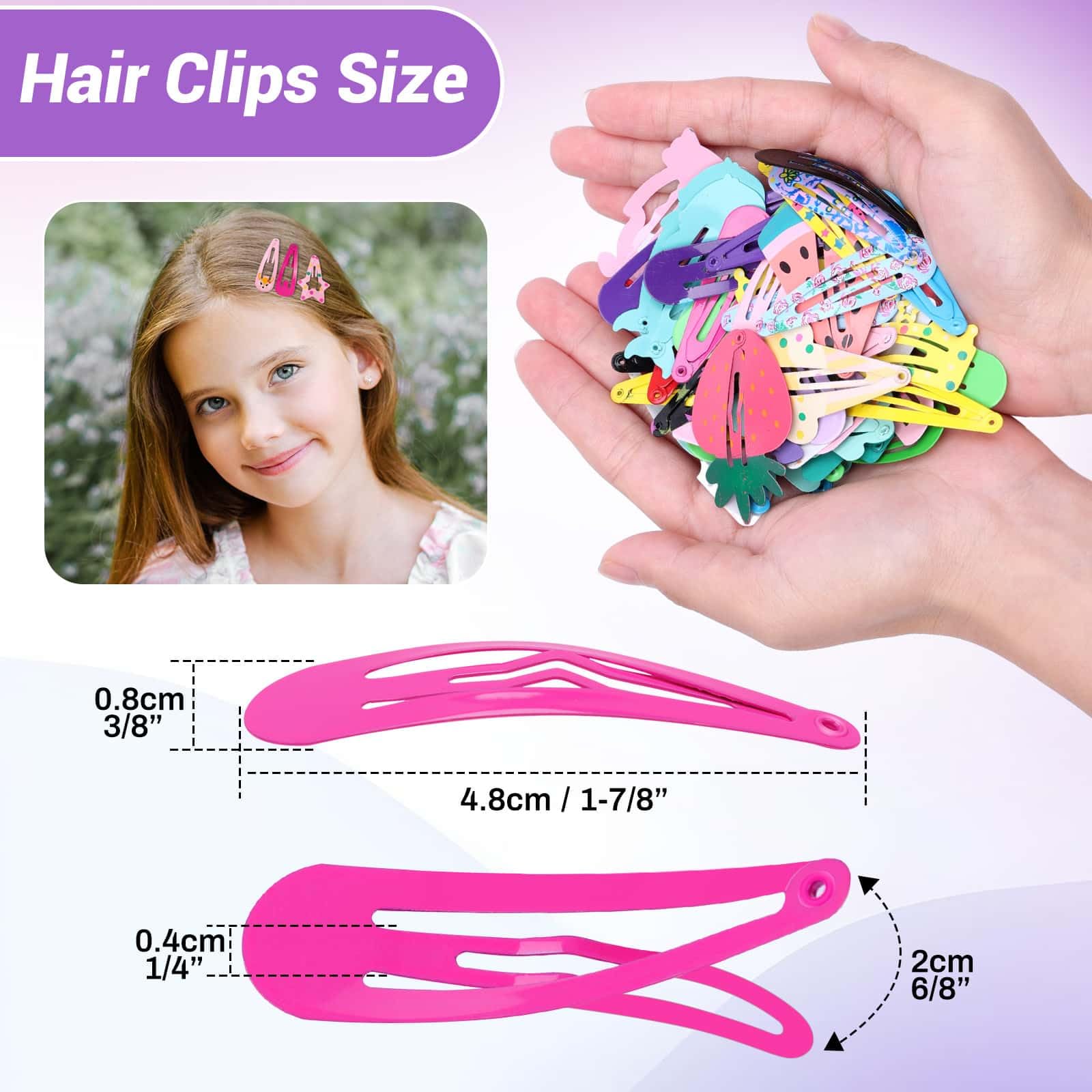 Anezus 80 Pcs Non-Slip Metal Hair Clips for Girls, Kids, Teens & Women - Snap Hair Barrettes for School, Party & Everyday Hairstyles