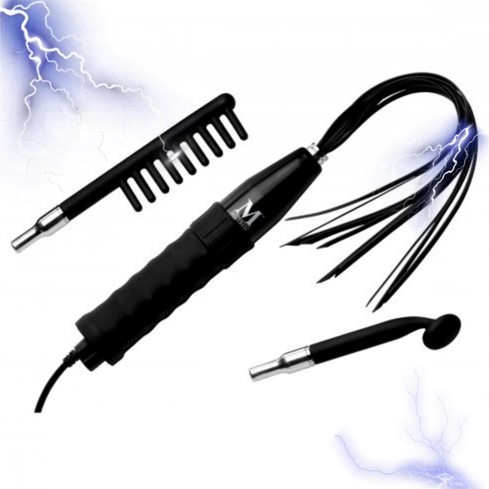 Premium Silicone eStim Wand Kit - BDSM Sex Toy for Couples, Adult Riding Crop Whip & Spanking Paddle Set - Sensual Play & E-Stimulation for Enhanced Intimacy - Perfect for Roleplay, Bondage & Sensory Exploration
