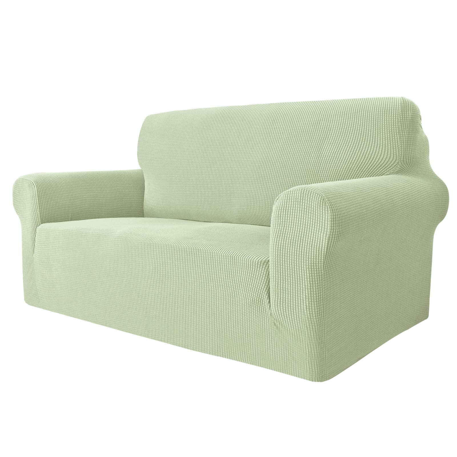 MAXIJIN Super Stretch Couch Cover for 2 Cushion Sofa - 1-Piece Universal Jacquard Spandex Loveseat Slipcover | Pet-Friendly, Anti-Slip Sofa Protector (Abbey Stone) | Perfect for Living Room, Apartment & Pet Owners