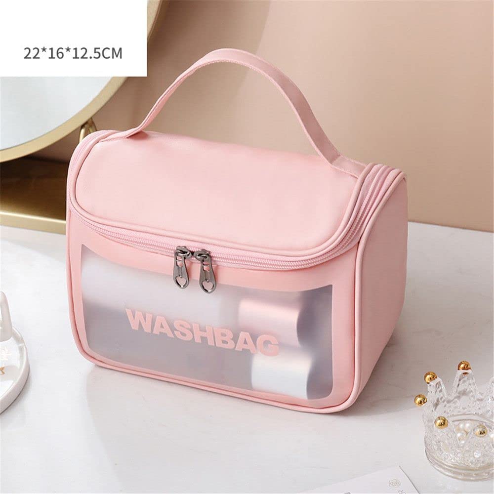 HomeSoGood 4Pcs Clear PVC Cosmetic Bags Set - Waterproof Travel Makeup Organizer for Beauty Tools, Pink Washable Cosmetic Cases (One Size) - Perfect for Travel, Salon, Gym & Daily Beauty Storage