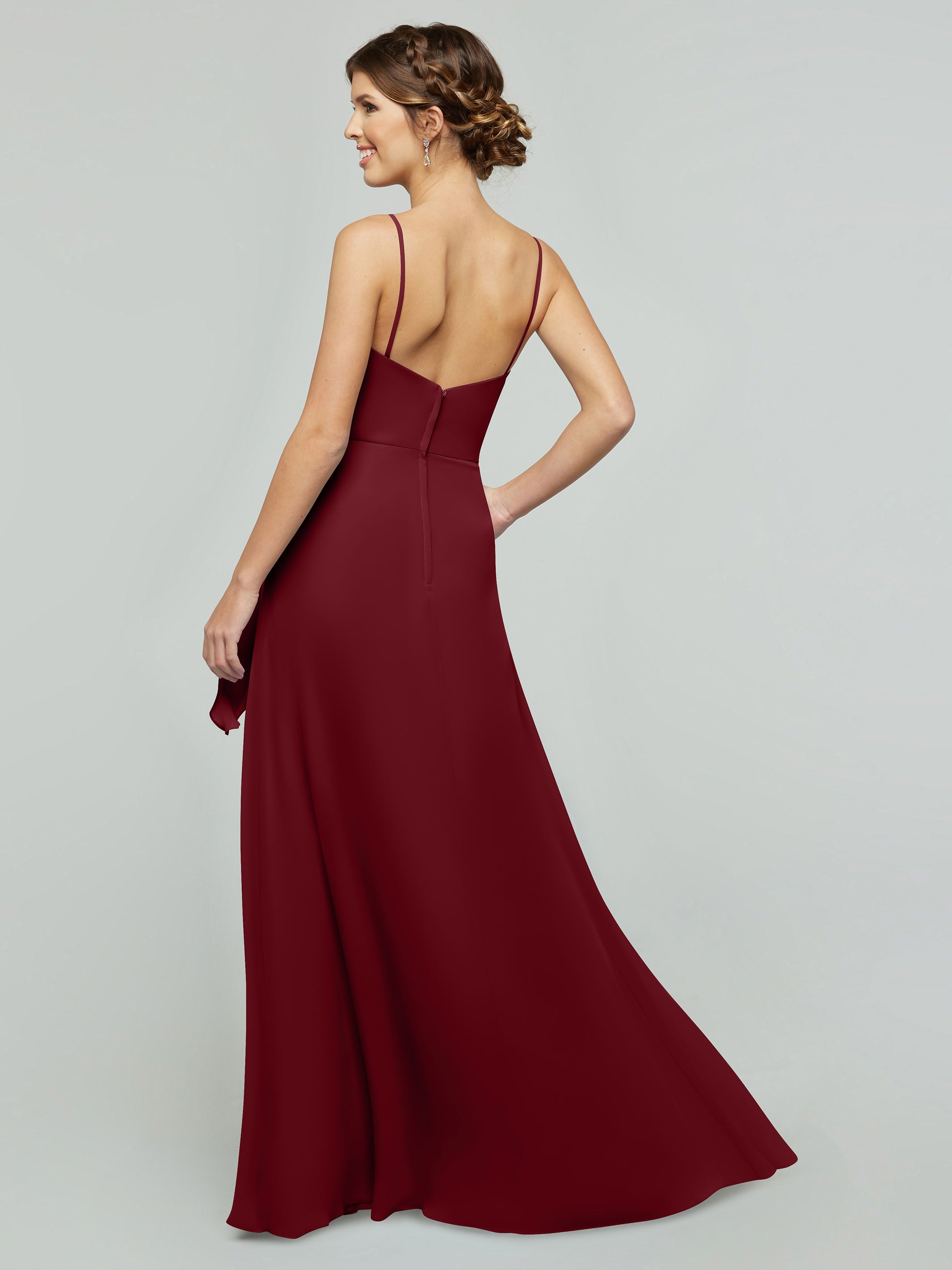 Elegant 80182 Chiffon A-Line Bridesmaid Dress with V-Neck & Spaghetti Straps - Perfect for Weddings, Prom & Formal Events