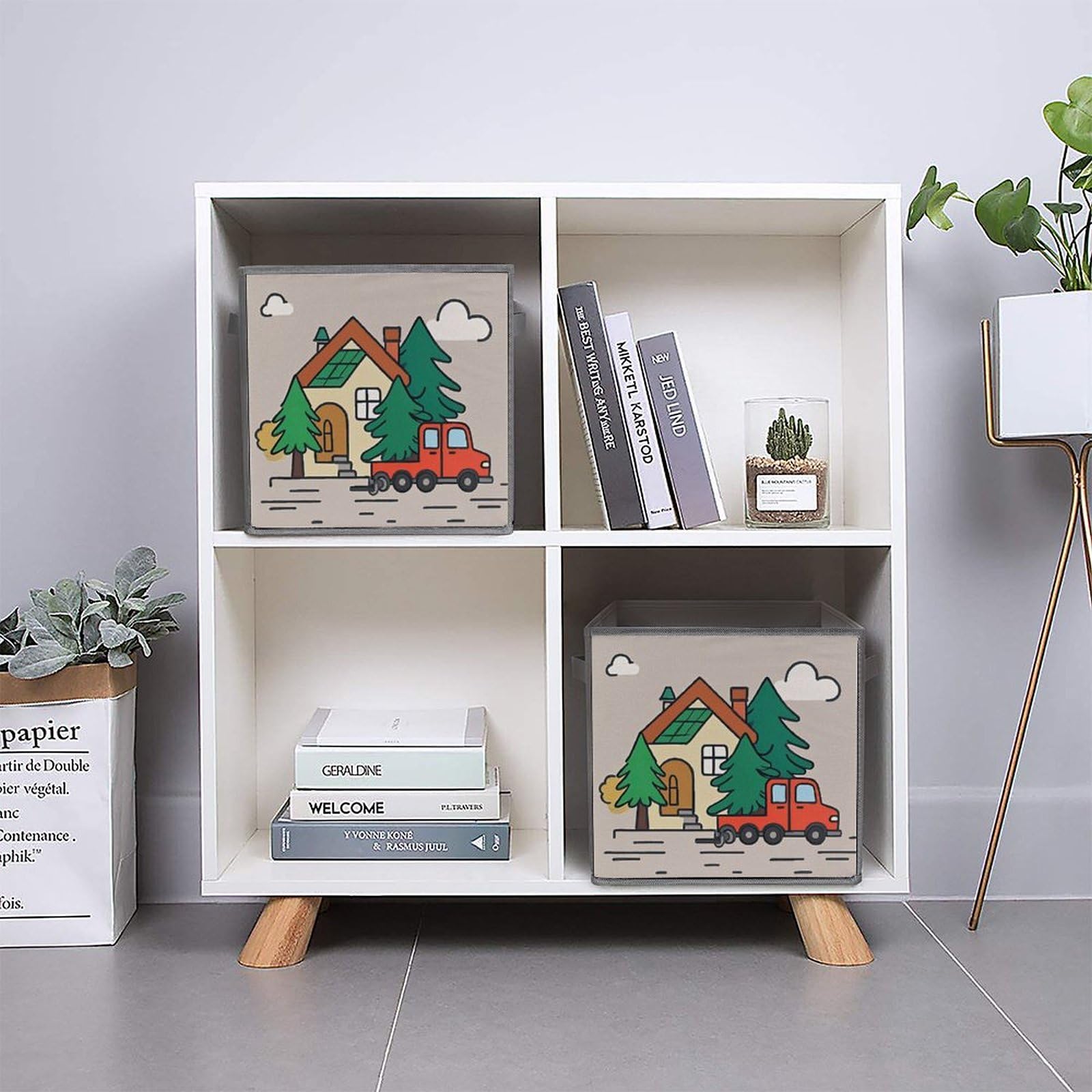 Foldable Storage Bins with Wood Print - Large Capacity Storage Box with Handle for Playroom, Office & Home Organization | Perfect for Toys, Books & Clutter Control
