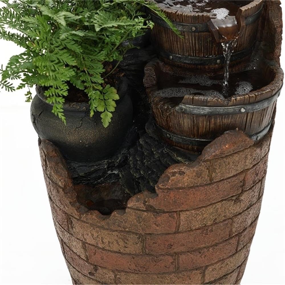 Bowery Hill Modern Brown Resin Water Pump Fountain - Outdoor Garden Decor, Patio & Backyard Water Feature for Relaxation