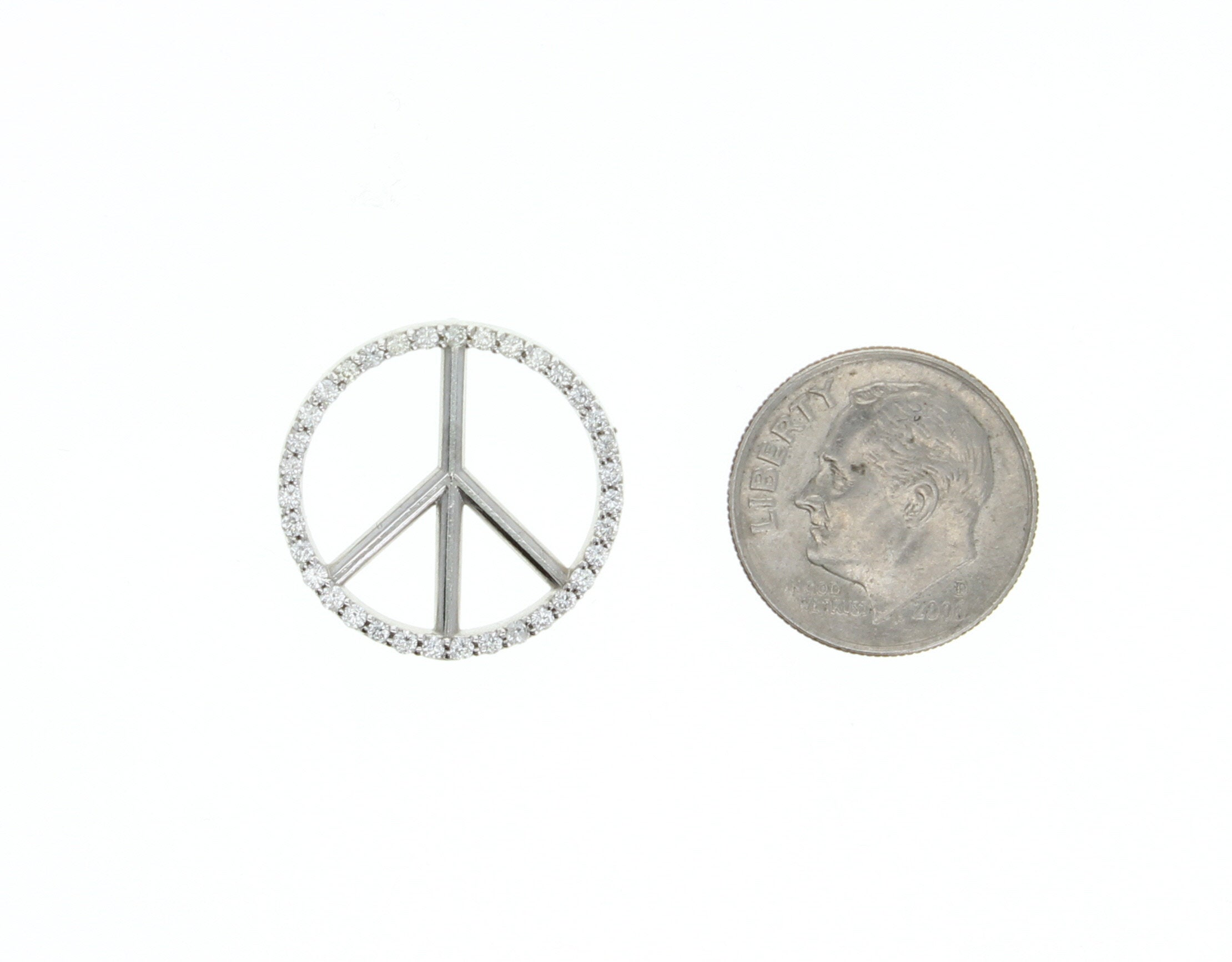 0.35 Carat Diamond Peace Symbol Necklace in 14K White Gold - Elegant Jewelry Gift for Women, Perfect for Anniversaries & Special Occasions