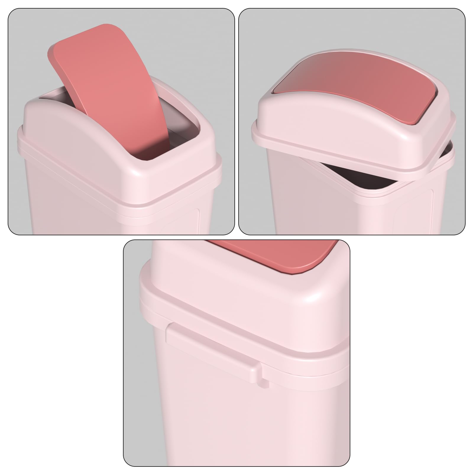 Zopnny Small Plastic Trash Can with Swing Lid - Mini Desktop Garbage Bin for Countertop, Office, Bathroom - Pink (Perfect for Home, Office, Bedroom & Bathroom Waste Disposal)