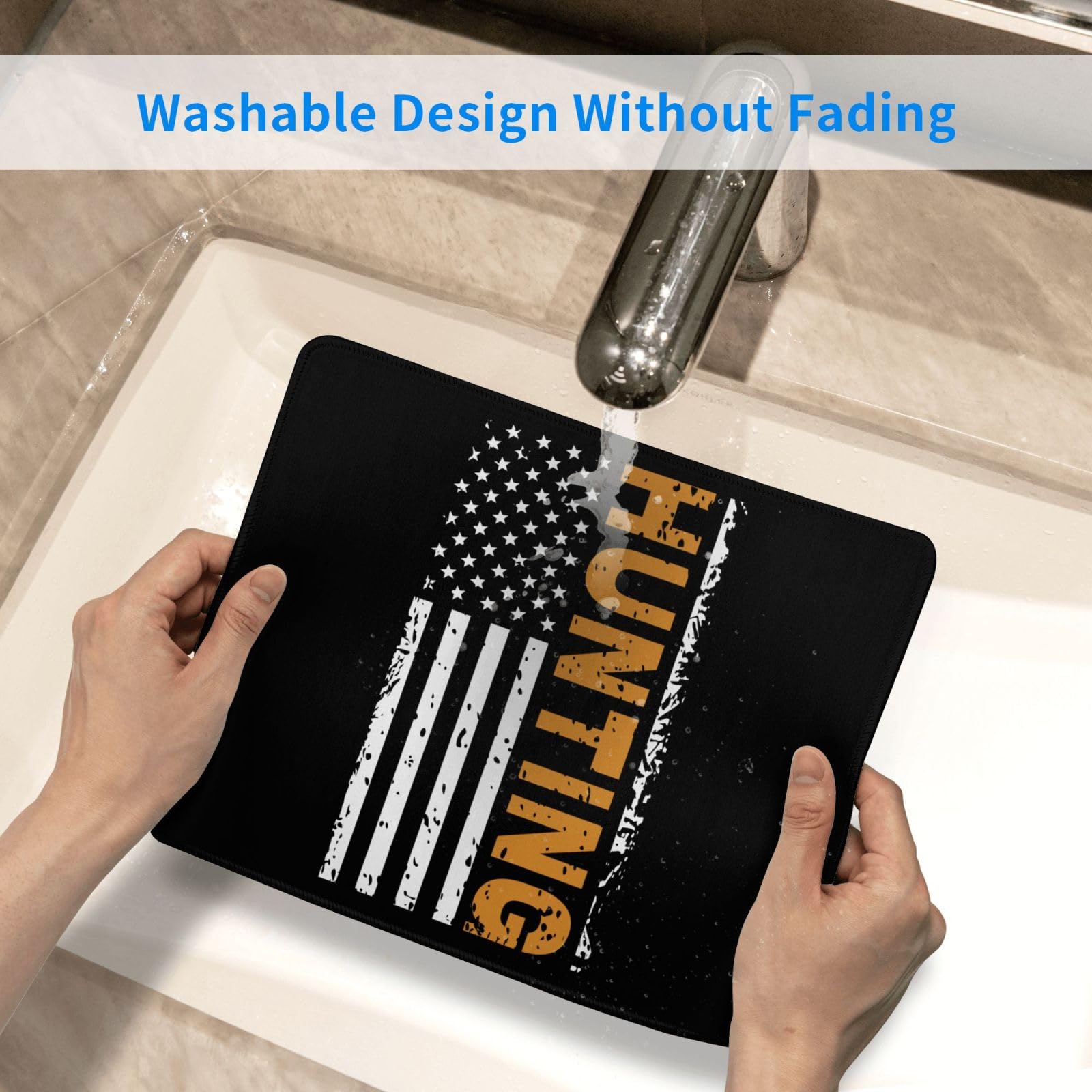 SIYTUAU American Flag Hunting Mouse Pad - Waterproof, Non-Slip Rubber Gaming Mouse Pad 10x12 inch for Laptop & Office Use - Perfect for Gamers, Programmers & Home Office Workstations