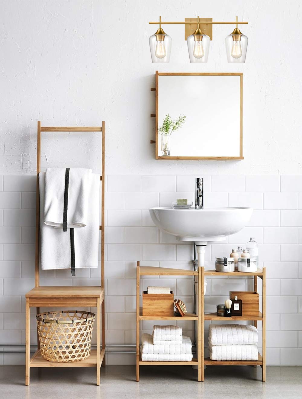 CLAXY 3-Light Industrial Bathroom Vanity Light Fixture - Clear Glass Wall Sconce for Modern Farmhouse, Rustic & Contemporary Bathroom Lighting - Perfect for Bathroom Mirror, Vanity, Powder Room & Spa Decor