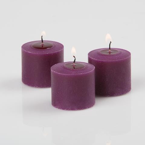 72-Pack Purple Mulberry Scented Richland Votive Candles with 72 Clear Glass Eastland Holders - Perfect for Weddings, Spa Relaxation & Home Decor