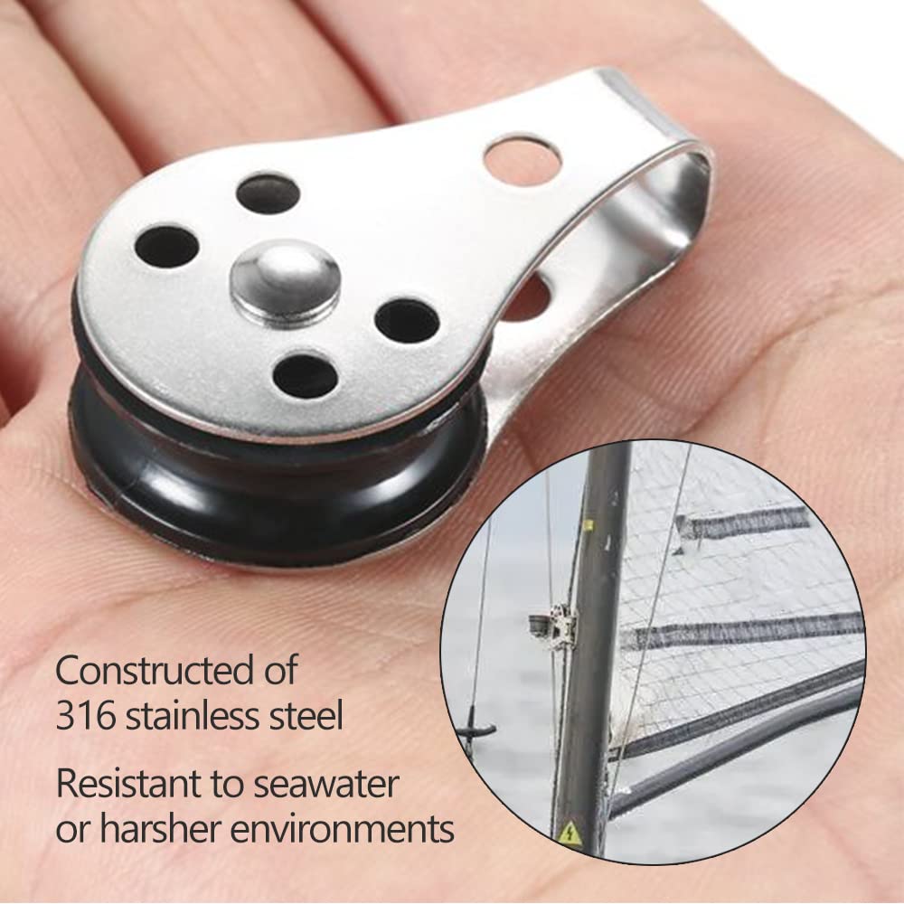 316 Stainless Steel Marine Pulley Block with Nylon Rope Roller - 25mm Single Lashing Eye Sheave for Sailing, Kayak, Canoe & Boat Accessories | Perfect for Rigging, Mooring & Deck Hardware Applications