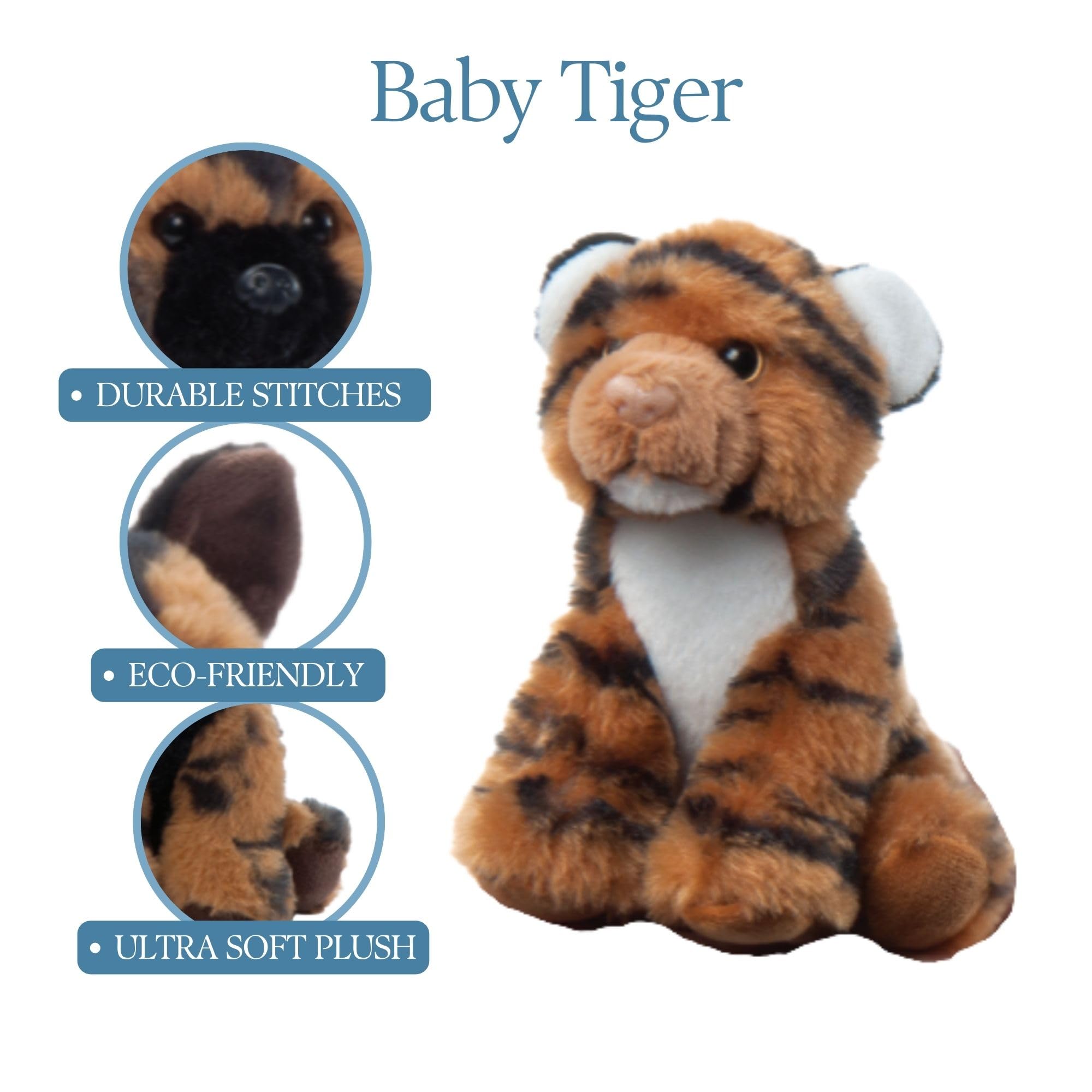 Cute 6 Inch Orange Tiger Stuffed Animal Plush Toy - Wild Onez Babiez Zoo Collection, Perfect Gift for Kids & Animal Lovers | Great for Birthday Presents, Nursery Decor, and Cuddling