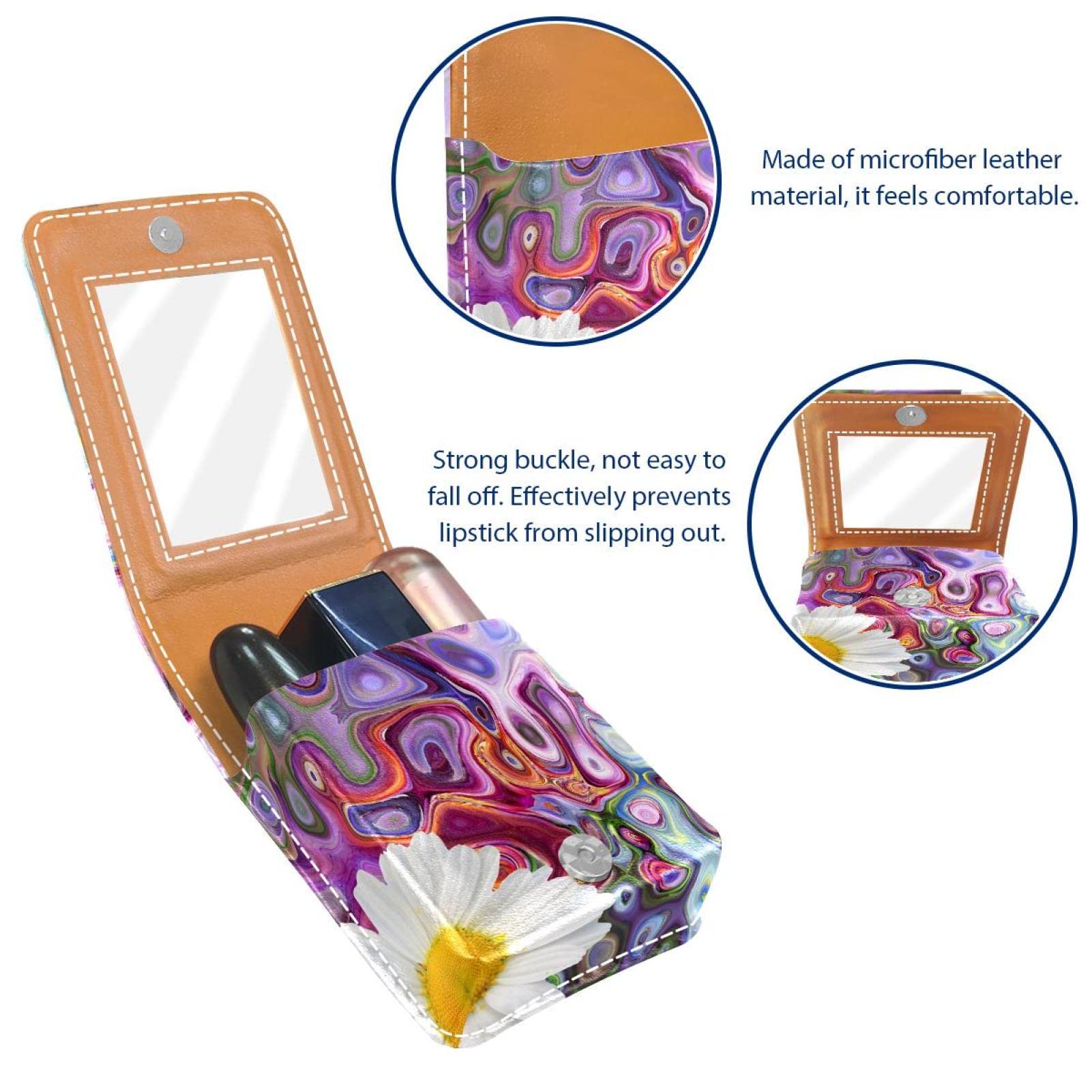 Personalized Lipstick Case - Portable Makeup Bag & Cosmetic Pouch Organizer with Daisy Flower Design - Perfect for Travel, Home Storage & Gift Giving