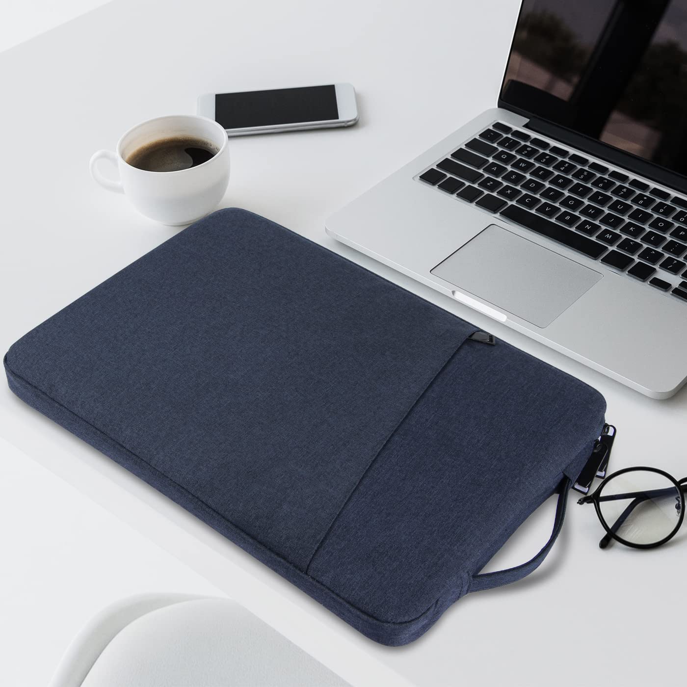Chelory 13-14 Inch Laptop Sleeve Case for MacBook Air/Pro 13-14 Inch, Ultrabook & Tablet Protective Bag - Shock Resistant, Dark Blue - Perfect for Work, Travel & School Accessories