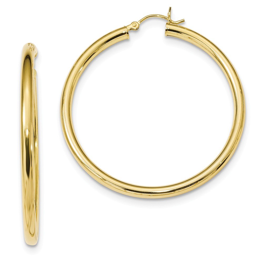 925 Sterling Silver Yellow Gold-Tone Hoop Earrings for Women - 47mm x 45mm Large Circle Earrings, Elegant Dangle Hoops for Party, Wedding, Date Night & Everyday Wear