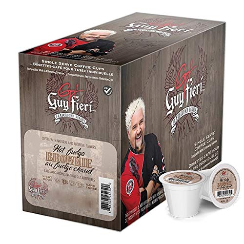Guy Fieri Flavored Coffee Pods - Flavortown Roasts Hot Fudge Brownie Medium Roast | Compatible with Keurig K-Cup Machines | 120 Count Pods | Perfect for Morning Brew, Office Coffee Break & After-Dinner Dessert Pairing