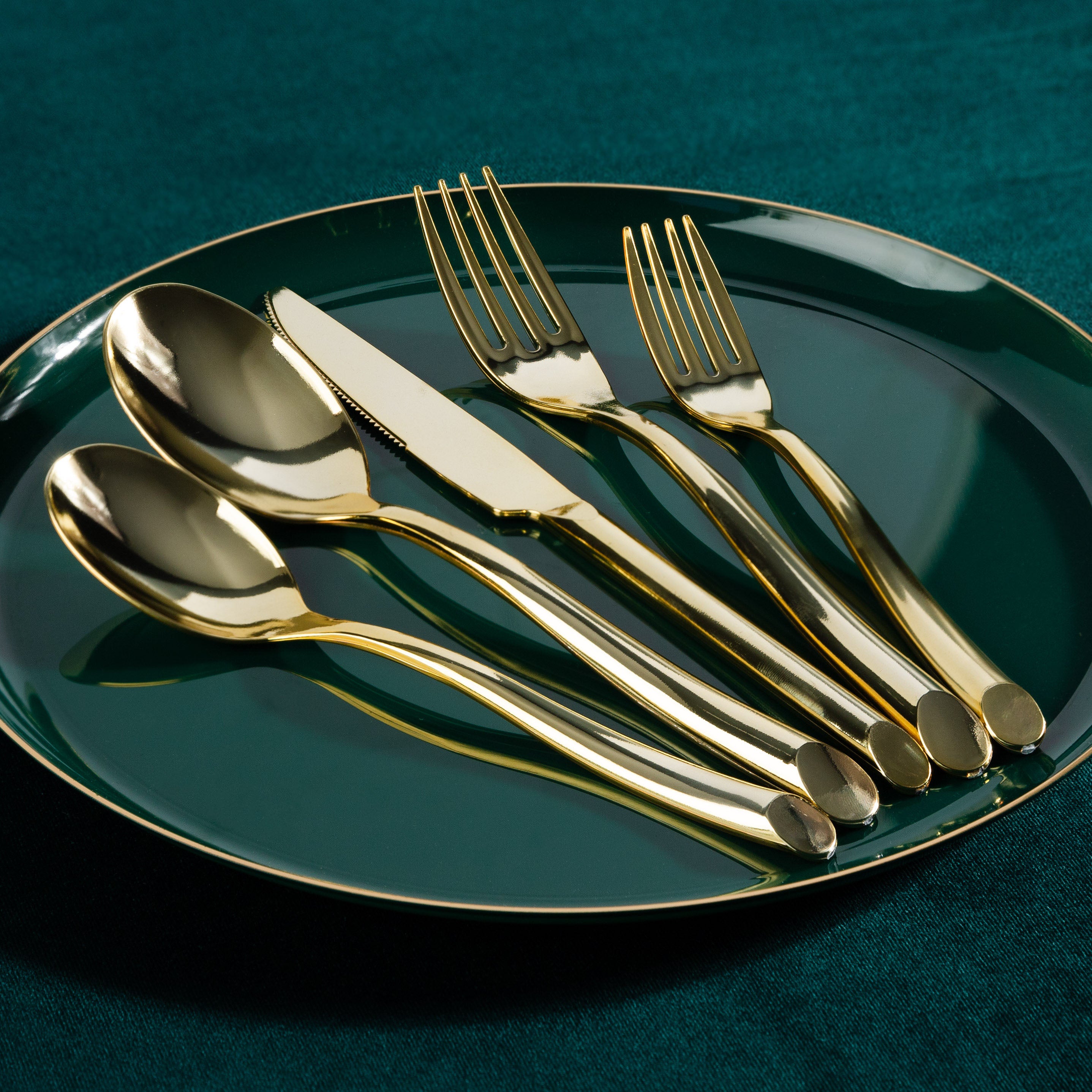Premium Suave Collection Gold Flatware Set - 40-Piece Stainless Steel Cutlery (8 Place Settings) - Elegant Dining for Dinner Parties, Weddings & Special Occasions