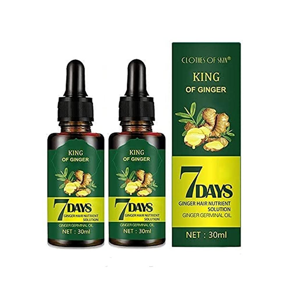 Ginger Essential Oil Hair Growth Serum - 7 Day Hair Regrowth Treatment for Men & Women, 30ml (2 Pack) - Anti Hair Loss & Scalp Care Solution for Thicker, Healthier Hair - Perfect for Daily Use & Nighttime Hair Routine