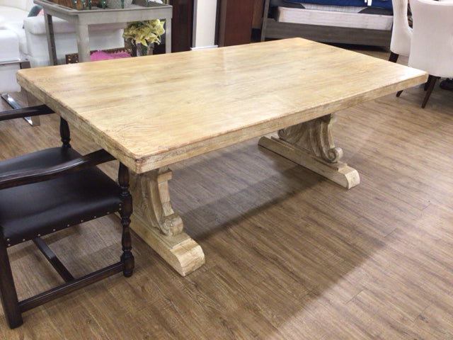 Sienna Roma Reclaimed Mango Wood Trestle Dining Table - Rustic Farmhouse Style Kitchen Table for Dining Room, Perfect for Family Gatherings & Entertaining Guests