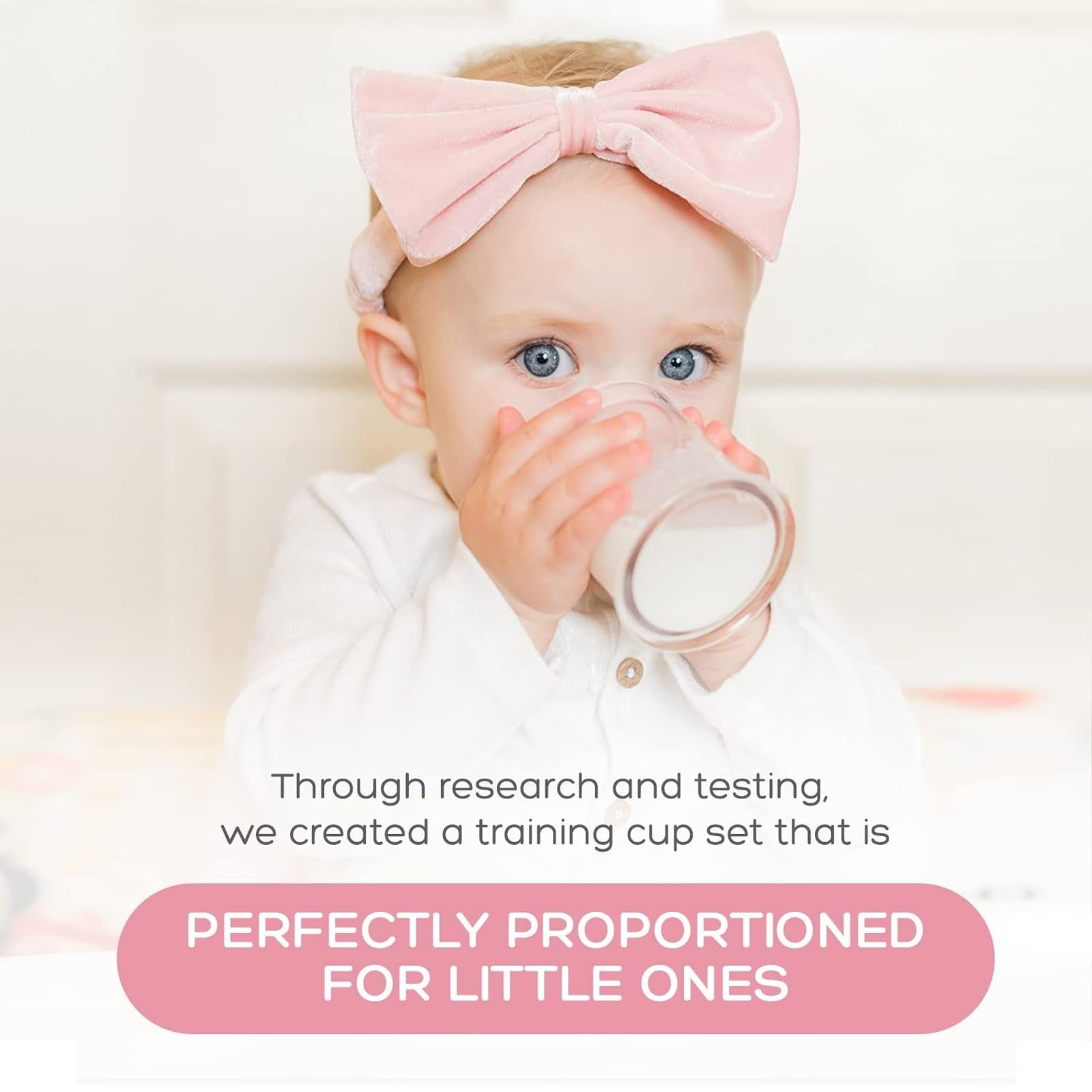 Grabease BPA-Free & Phthalate-Free 4oz Sippy Cup for Babies & Toddlers - Easy Transition Training Cup with Soft Spout - Perfect for Daycare, Travel & Learning Independent Drinking (Blush)