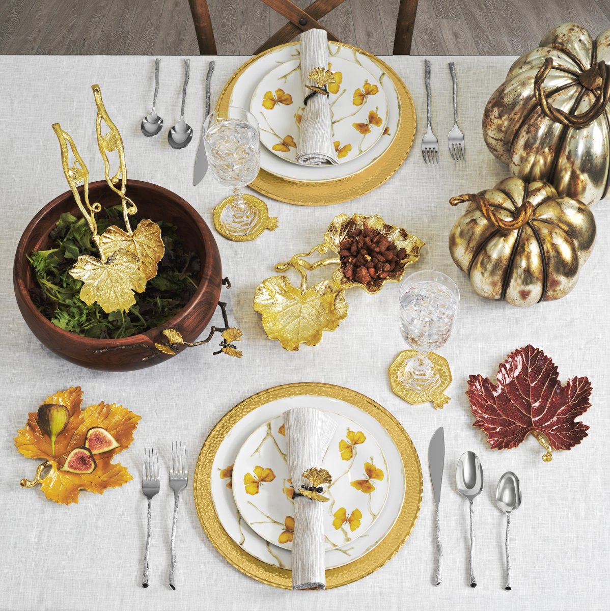 Butterfly Ginkgo Gold Dinnerware Set - Elegant Porcelain Plates, Bowls & Cups for Fine Dining, Wedding, and Special Occasions