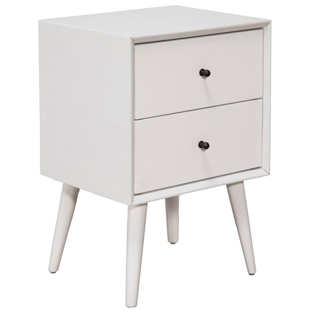 Home Square 2-Piece White Wood Nightstand Set with 2 Drawers - Perfect for Bedroom Furniture, Guest Rooms & Small Spaces