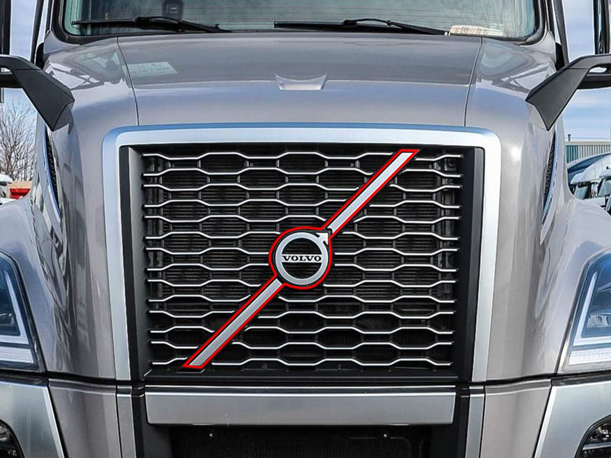 Premium Chrome Grille Front Logo Emblem with Stripe for Volvo Trucks 2018 & Newer - Durable Truck Accessories by Kozak - Perfect for Customization & Road Protection