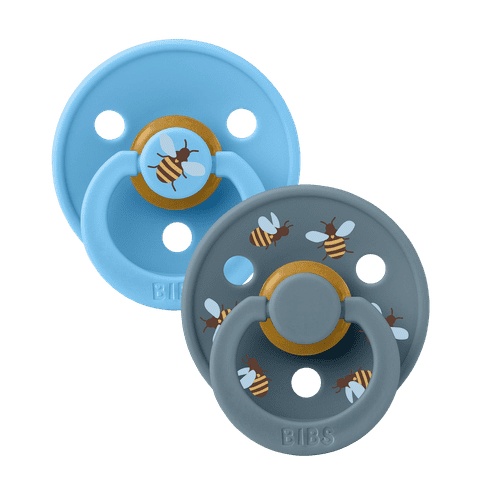 BIBS Size 3 Latex Pacifiers - Twin Pack (Urban Garden Design) - Soothing Baby Teething Relief for Daycare & Travel