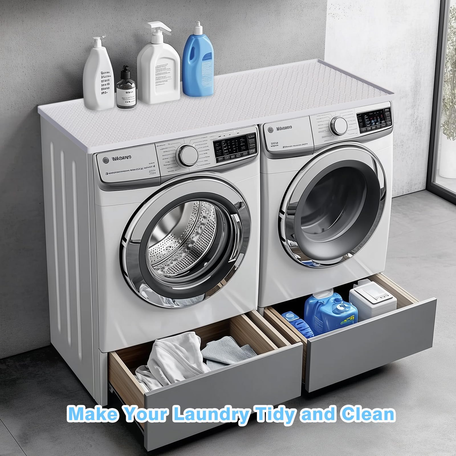 Foldable Silicone Washer Dryer Countertop Protector Mat - 51.2