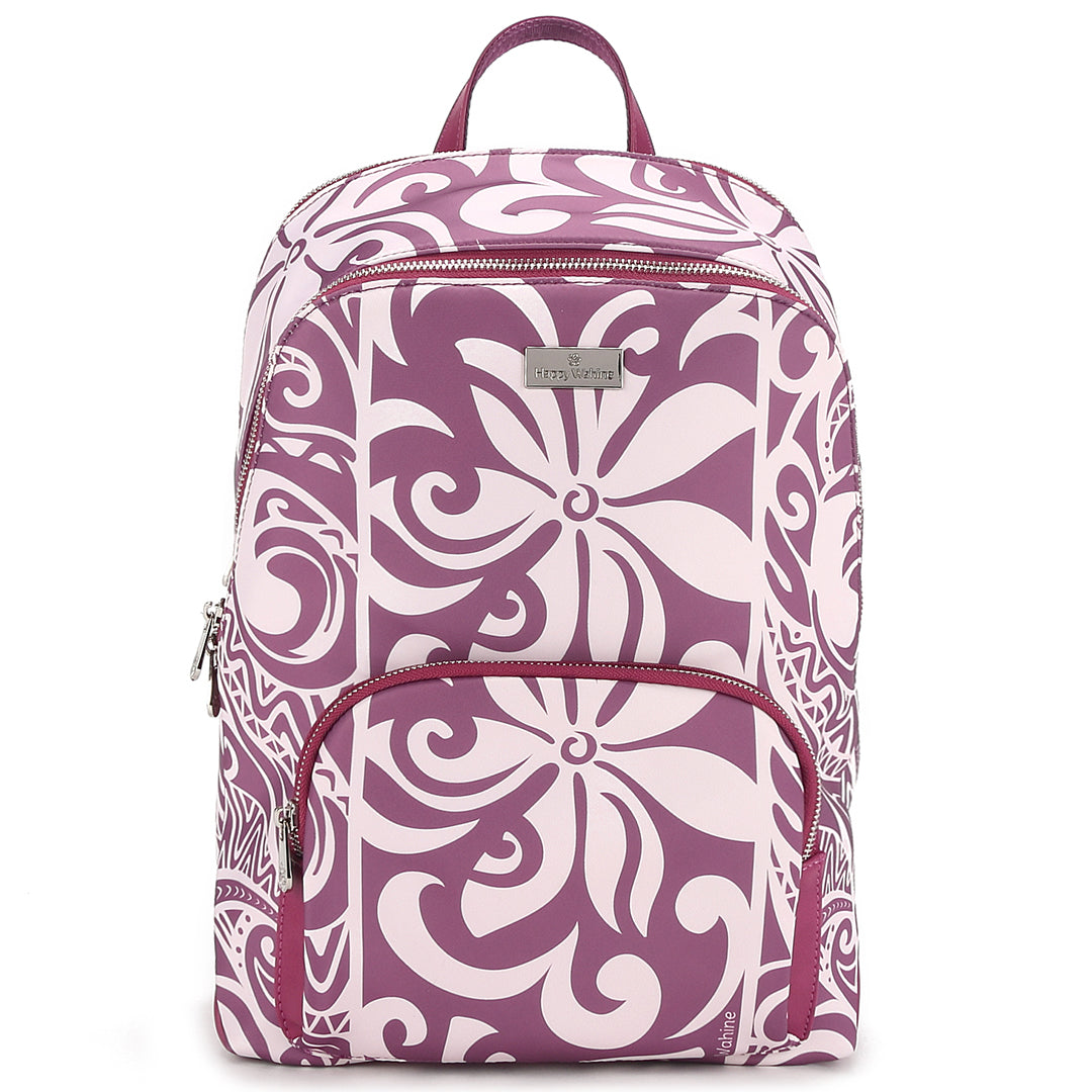 Ke'olu Large Tapa Tiare Mauve Backpack - Stylish & Durable Travel Backpack for Women, School, Hiking & Everyday Use