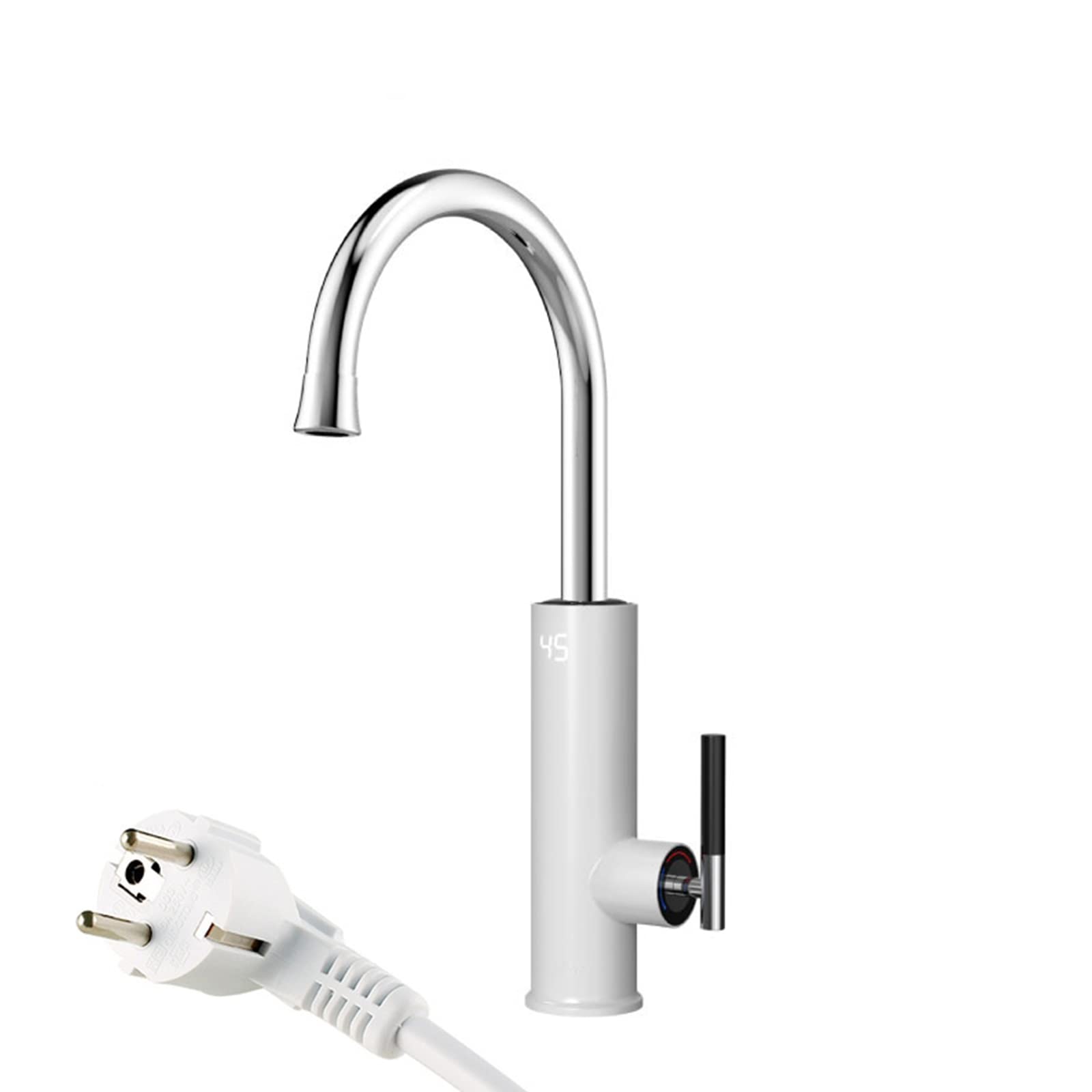 220V Instant Hot Water Kitchen Faucet with LED Digital Temperature Display - 360° Swivel Electric Water Heater Tap for Fast Heating - White Modern Sink Faucet for Cooking, Dishwashing & Home Kitchen Use