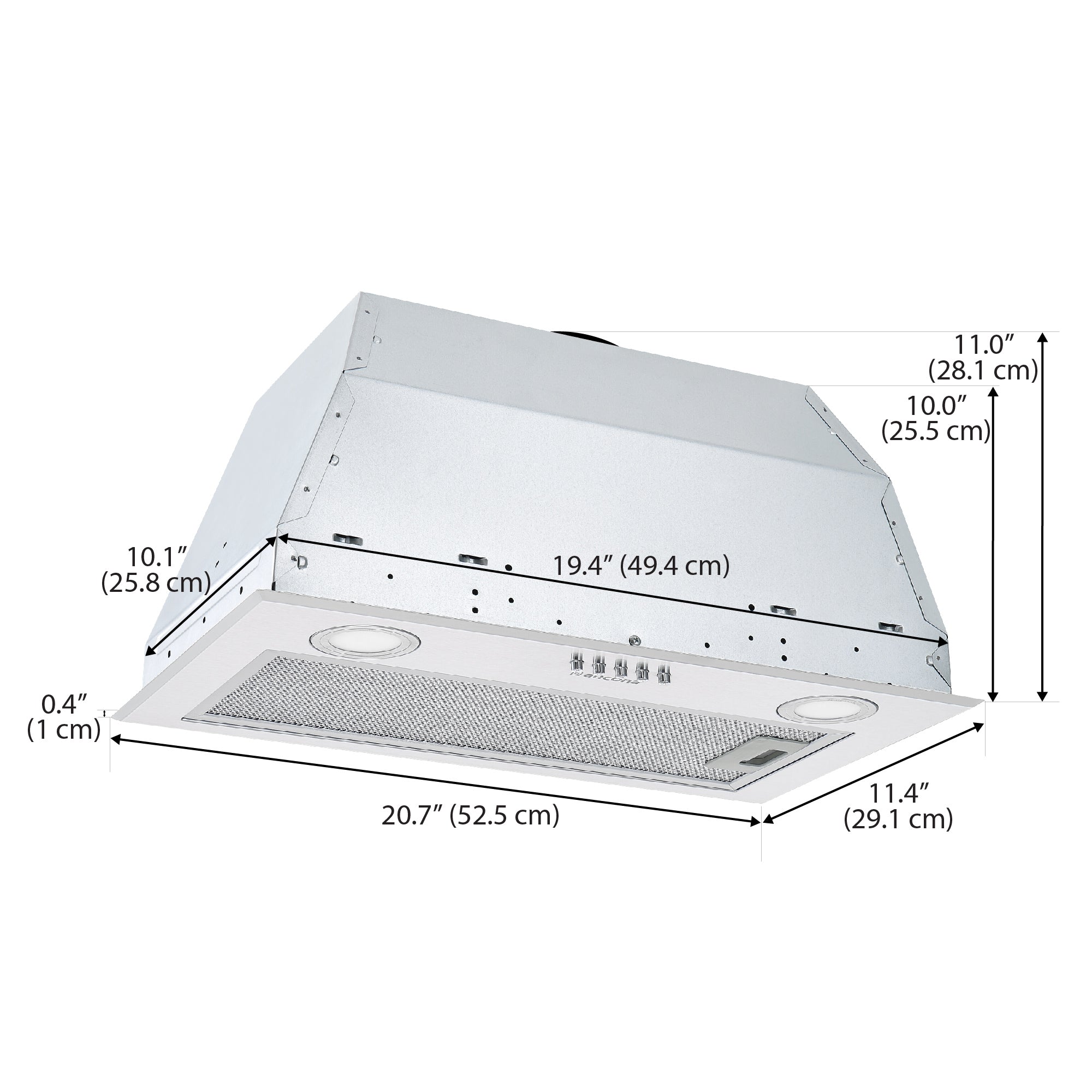 Ancona 24 Inch 280 CFM Stainless Steel Ducted Insert Range Hood - Powerful Kitchen Ventilation for Gas Stoves & Cooking Areas
