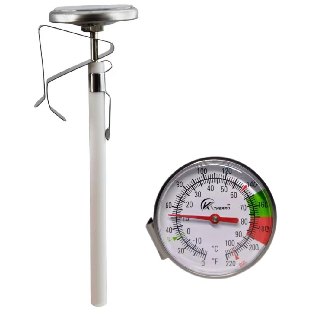 Lightbeam Instant Read Coffee Thermometer - 2 Inch Dial Frothy Milk Thermometer for Coffee, Drinks, Chocolate & Milk Foam - Perfect for Baristas, Home Brewing & Latte Art