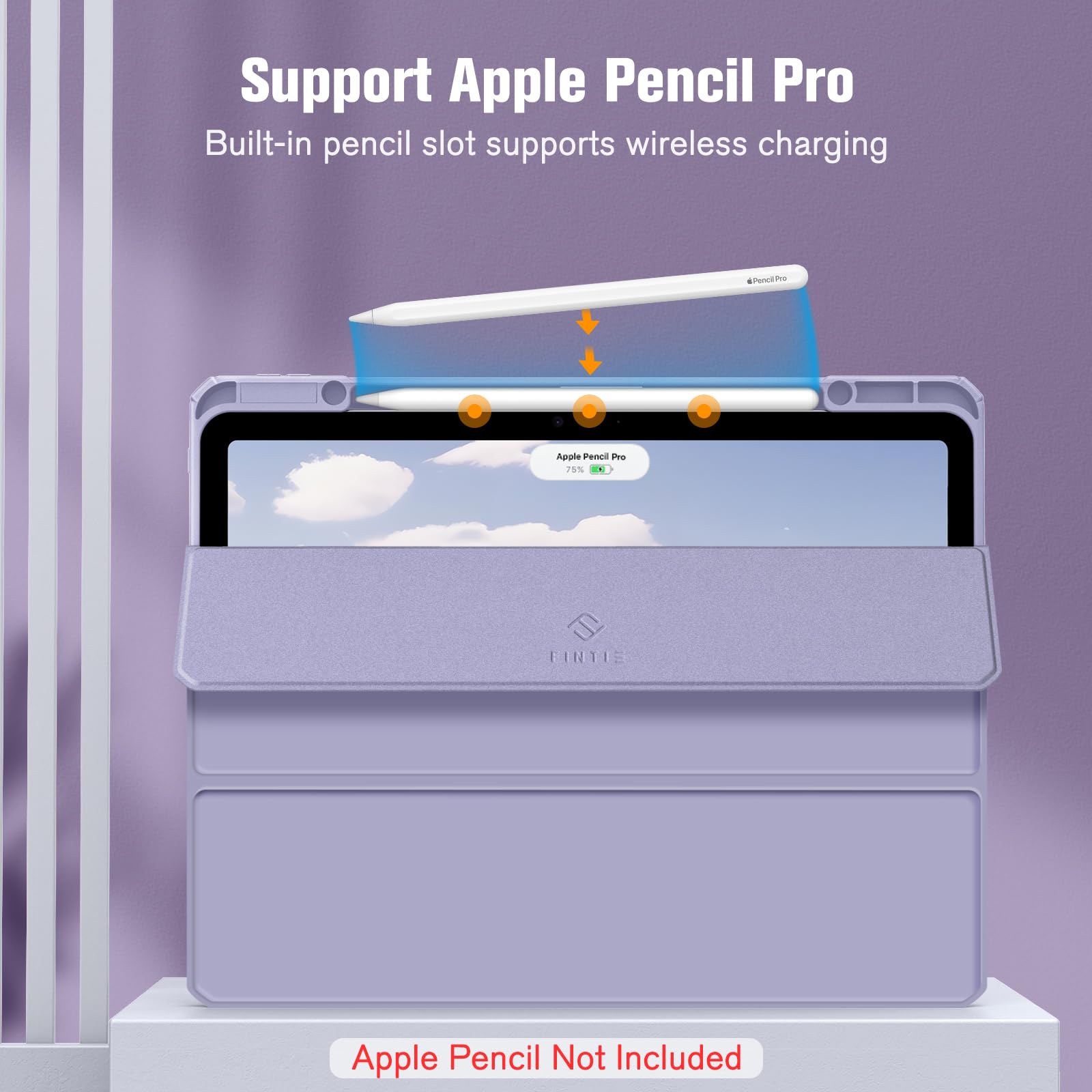 Fintie Hybrid Slim Case for iPad Air 13-inch (M3) 2025 & (M2) 2024 - Shockproof Protective Cover with Clear Transparent Back & Built-in Apple Pencil Holder - Lilac Purple - Perfect for Work, School & Travel