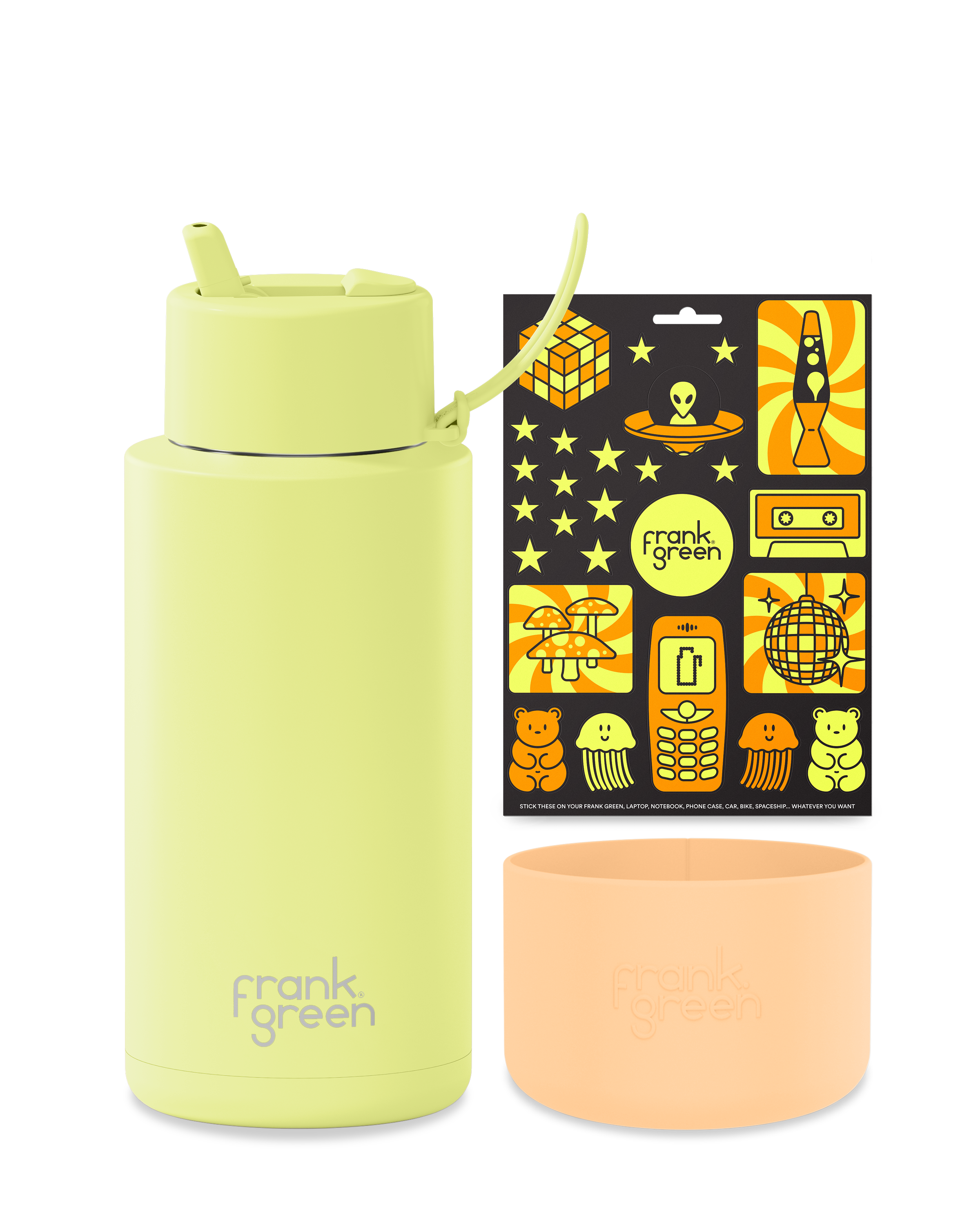 Glow in the Dark Water Bottle with Protective Silicone Sleeve - Leak Proof BPA Free Sports Bottle for Gym, Running, Hiking & Outdoor Activities