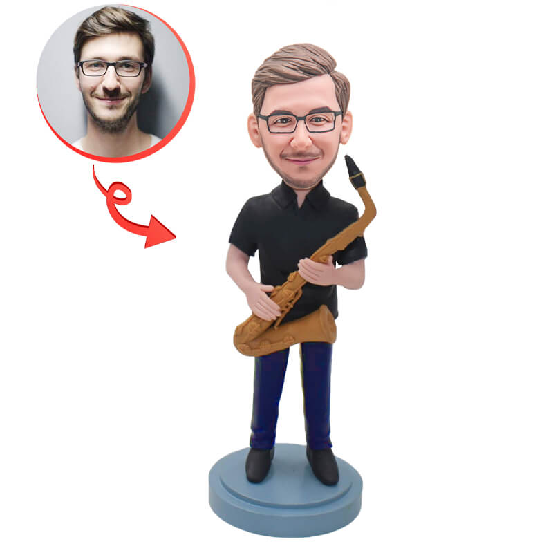 Custom Saxophonist Bobblehead - Personalized Musician Gift for Jazz Lovers, Band Members & Music Teachers | Perfect for Birthdays, Anniversaries & Retirement Gifts