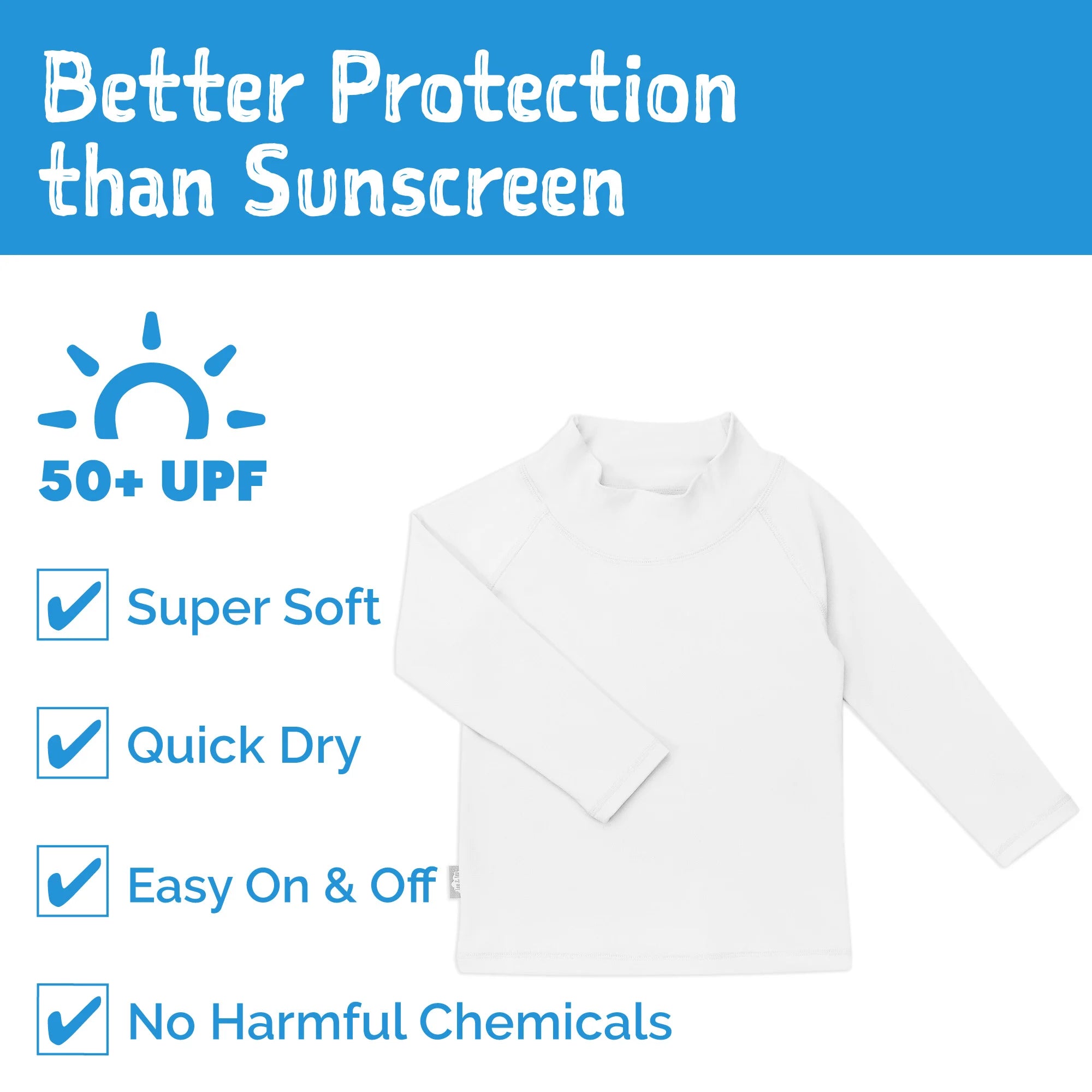 Jan & Jul Kids UV Protection Long Sleeve White Shirt - UPF 50+ Sun Protective Clothing for Outdoor Activities, Beach, Hiking & Summer Play