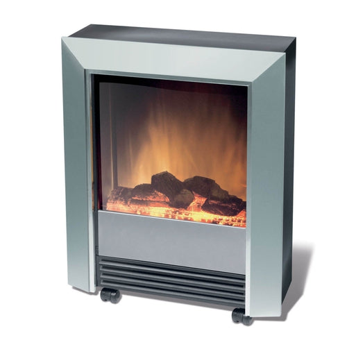Dimplex 2kW Lee Silver Portable Electric Heater - Realistic Flame Effect for Home, Office & Patio Warmth