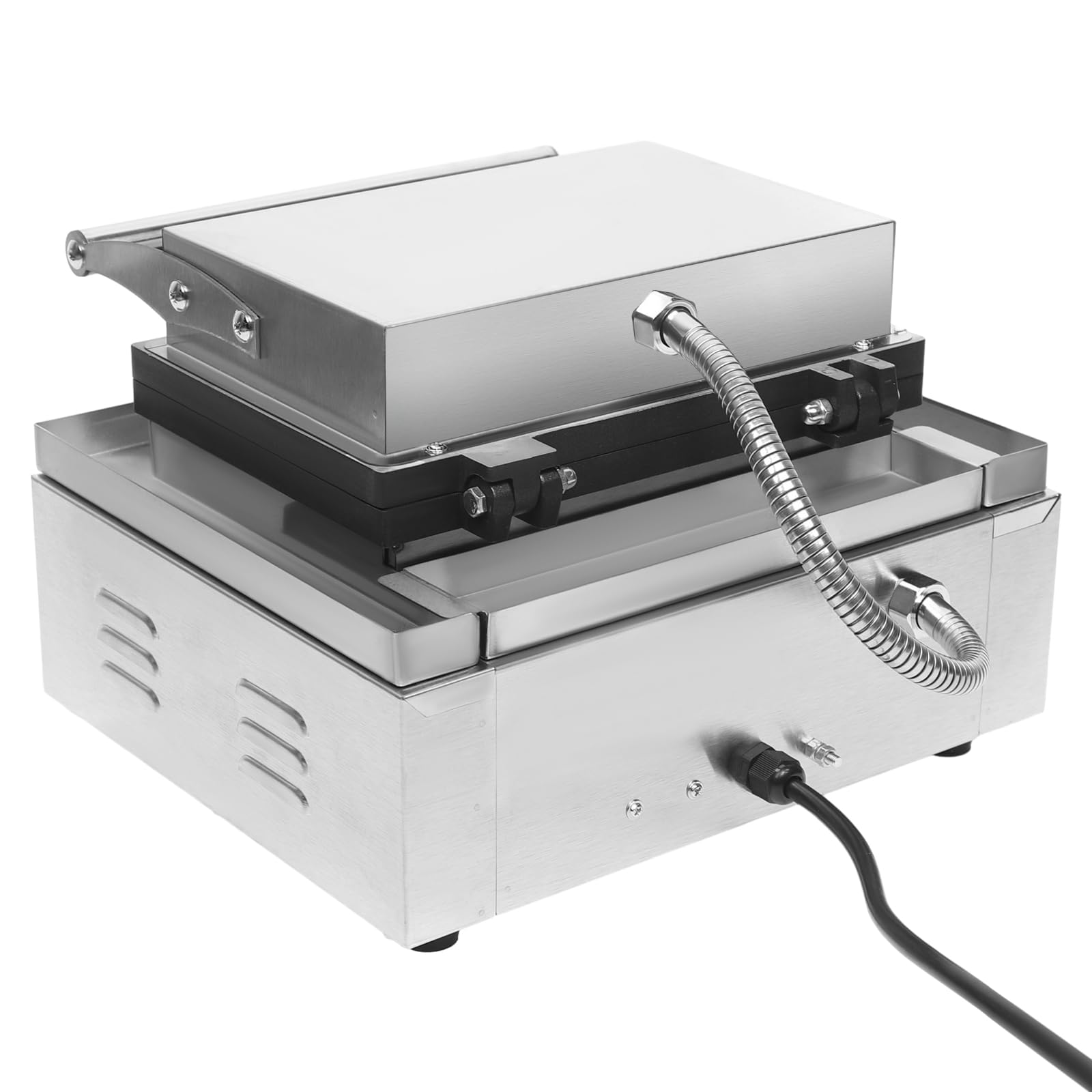 Commercial Stainless Steel Donut Maker Machine - 6Holes Double-Sided Electric Pancake & Waffle Baker with Non-Stick Surface, Time & Temperature Control (1550W) - Perfect for Bakeries, Breakfast Stores, Supermarkets, and Home Kitchens