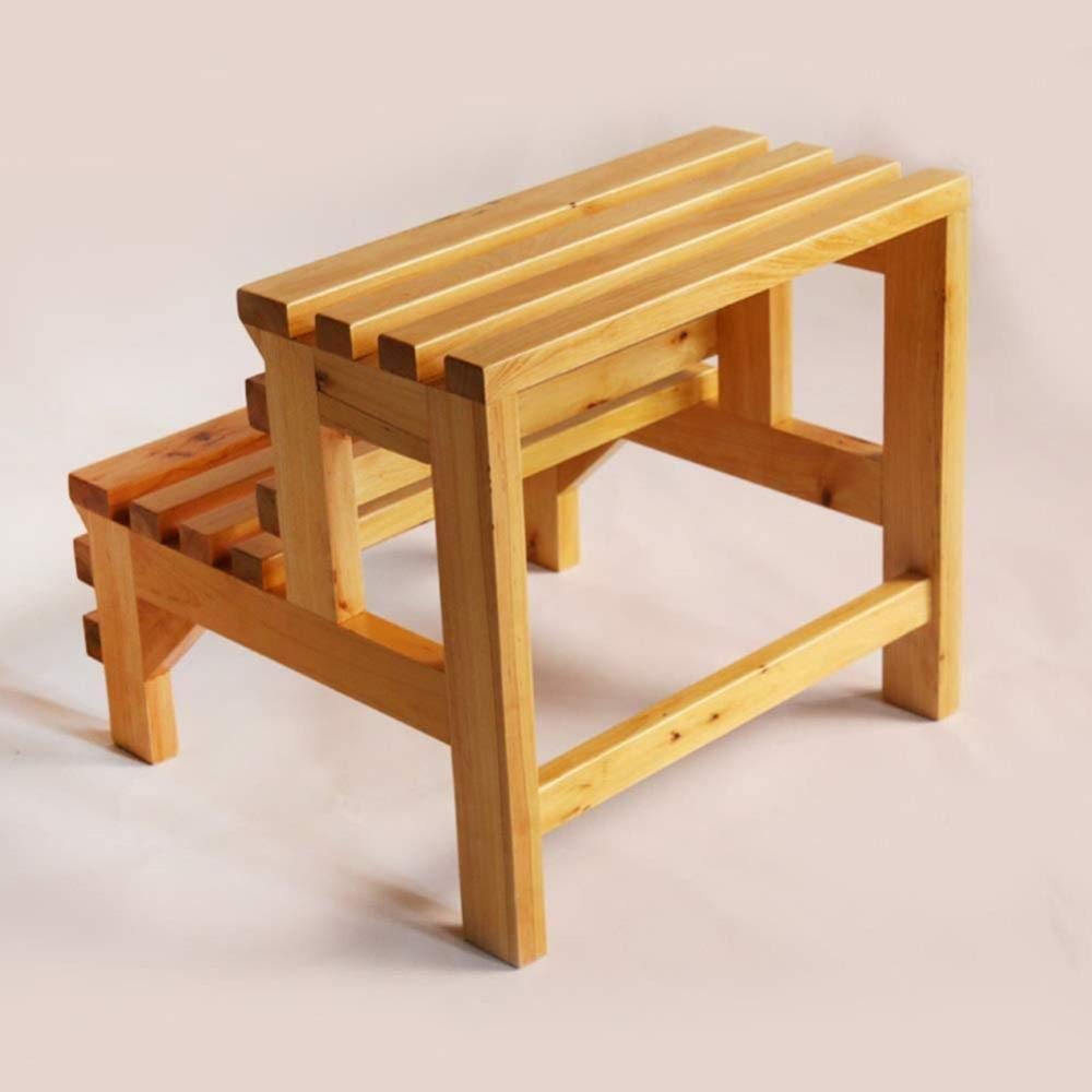 NEVKA Wooden Step Stool with Non-Slip Surface, Multifunctional Pedal, Waterproof Design for Home, Bathroom, and Shoe Changing Bench - Perfect for Stairs, Storage, and Bathroom Use