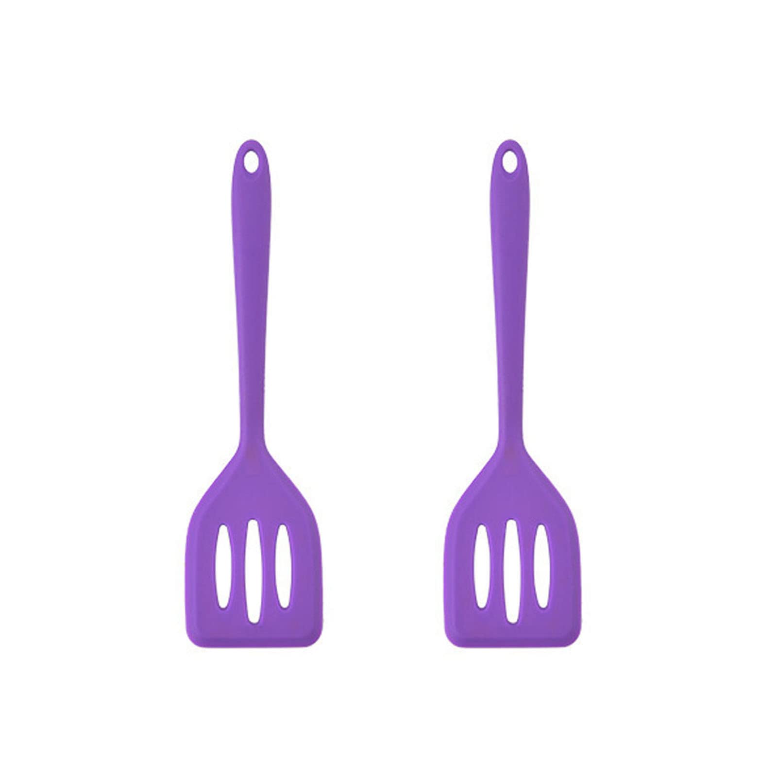 2-Pack Small Silicone Turner - High Heat Resistant Slotted Spatula for Cooking Fish, Eggs, Pancakes - 12 Inch Purple Kitchen Utensils - Perfect for Nonstick Pans, Grilling & Baking