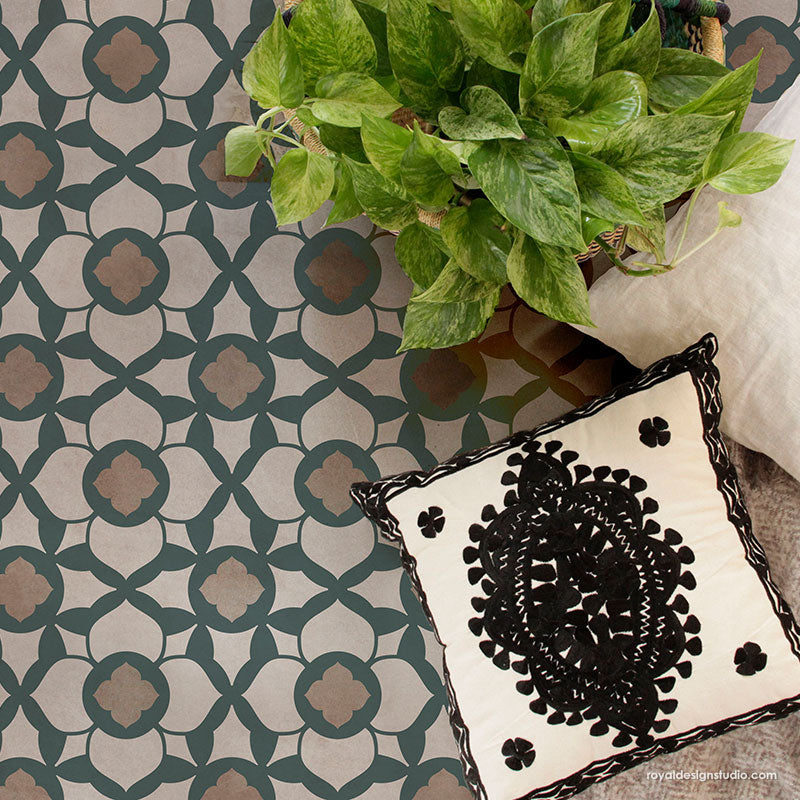 Duomo Tile Allover Stencil - Reusable DIY Wall & Floor Stencil for Home Decor, Moroccan Pattern - Perfect for Bathroom, Kitchen Backsplash, and Accent Walls