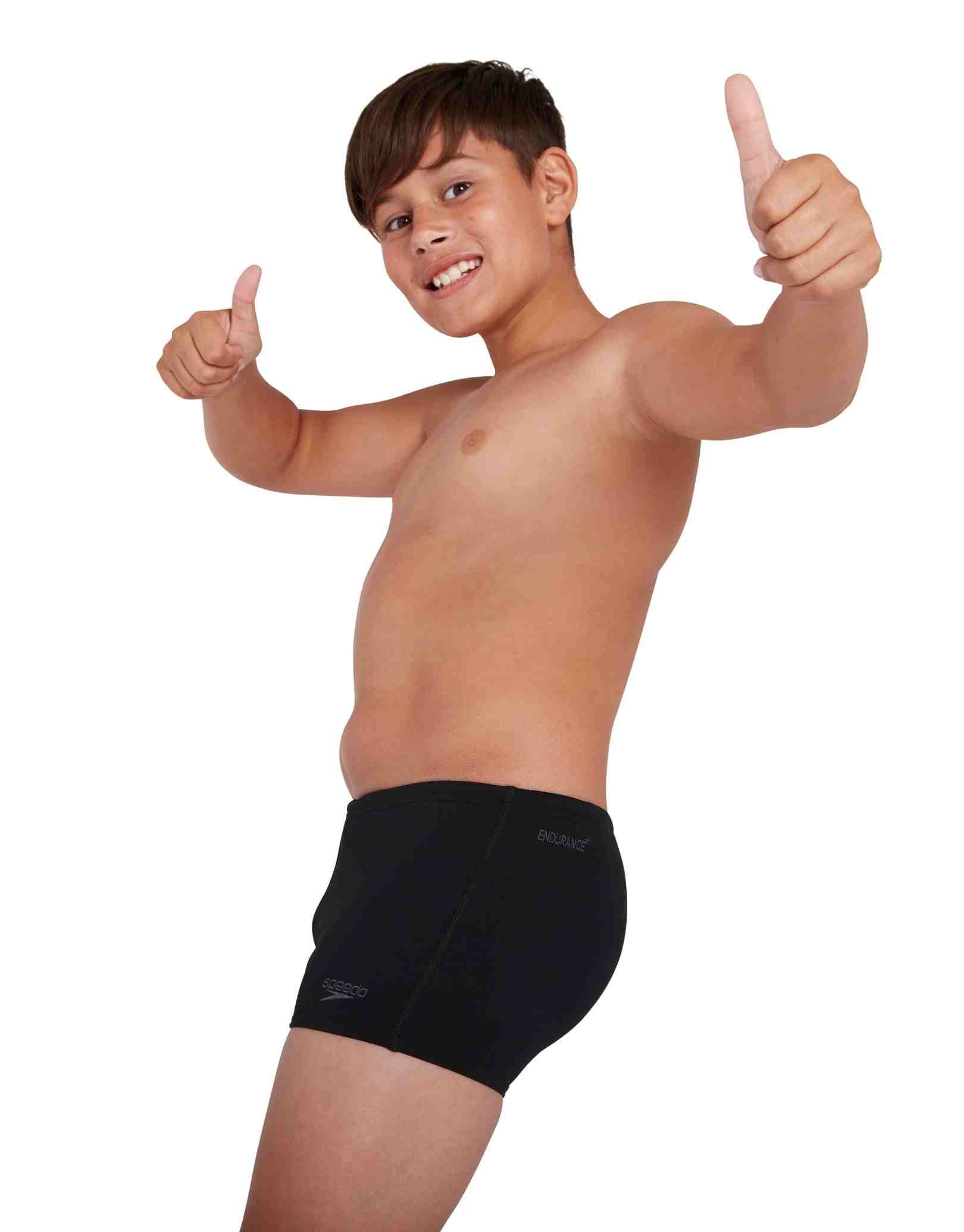 Boys Endurance Plus Swim Shorts - Quick Dry, Comfortable & Durable Black Swimwear for Kids - Perfect for Swimming, Beach & Water Sports