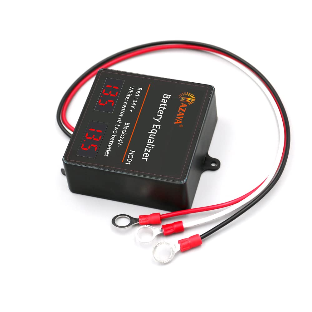 Mazava HC01 24V LED Tube Display Battery Equalizer & Voltage Balancer - Extend Battery Life for Gel, Flooded, AGM & Lithium Batteries | Ideal for Solar Power Systems, RVs, Boats & Off-Grid Applications