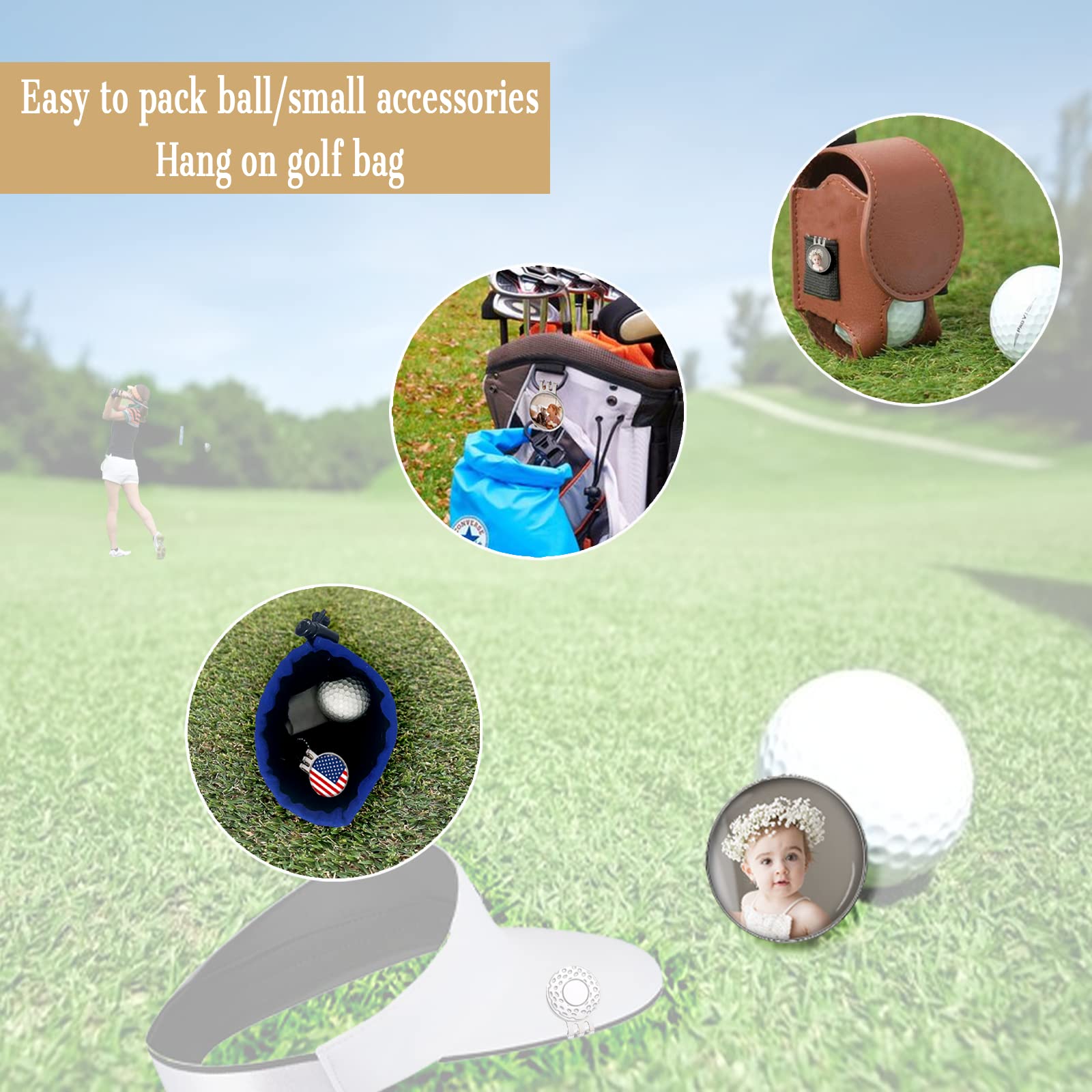 Custom Personalized Golf Ball Markers & Magnetic Hat Clip Set - Engraved Photo/Logo - Perfect Golf Gift for Men, Dad, Beginners - Father's Day, Retirement Present - Ideal for Course Play & Tournaments